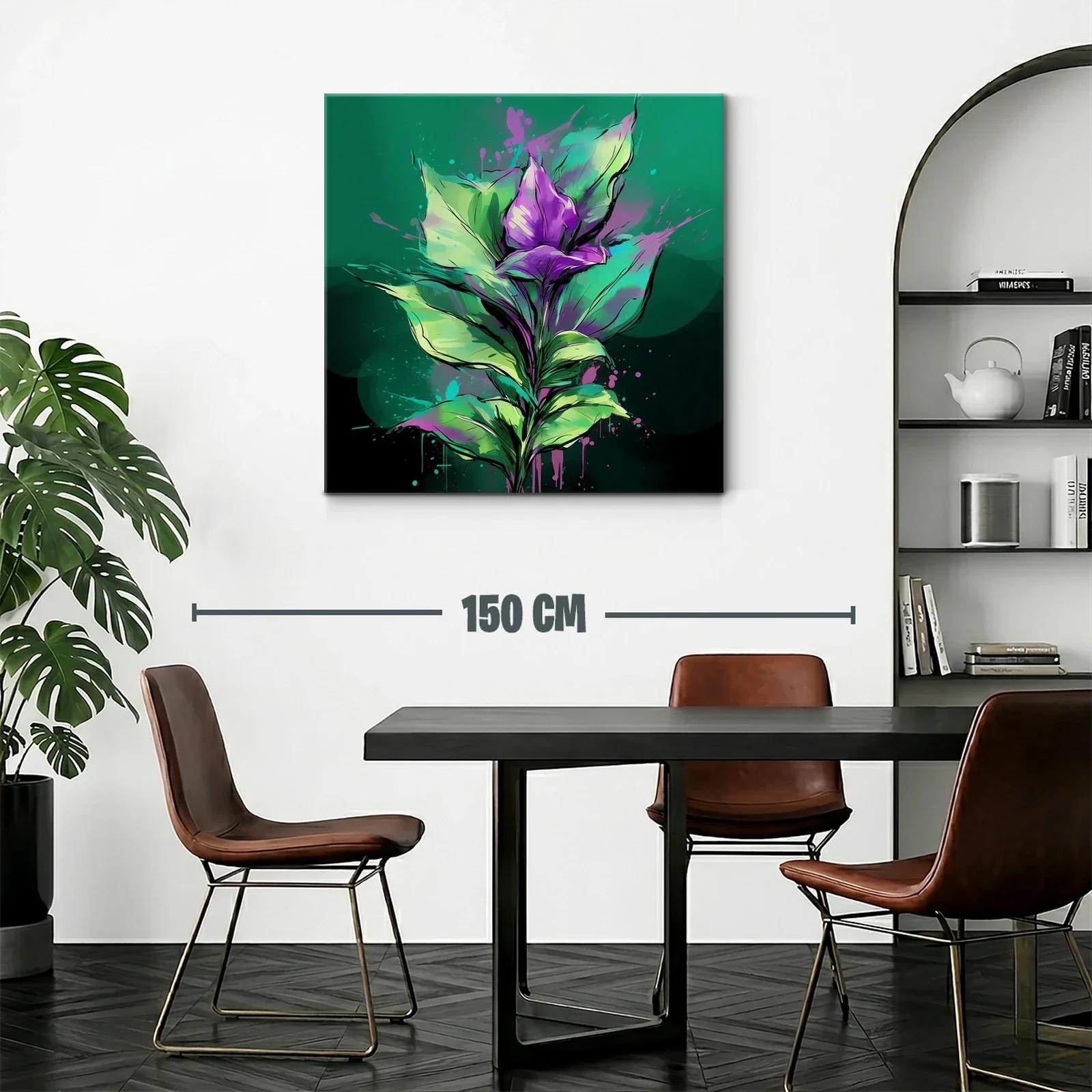 Flores vibrantes en tonos verdes y púrpuras intensos — miniatura 2