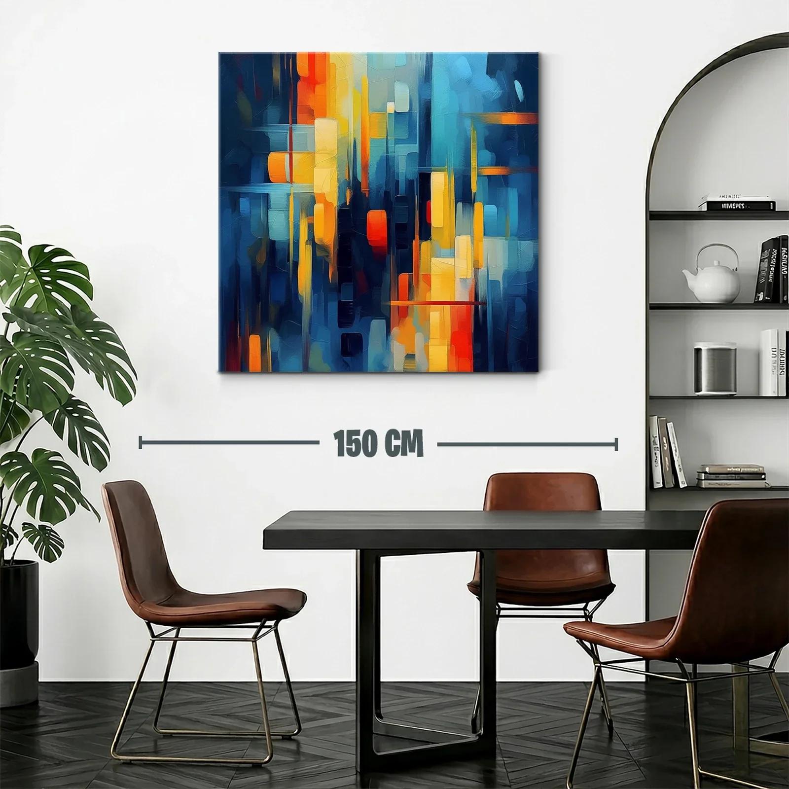 Composición abstracta vibrante con tonos cálidos y fríos — miniatura 2