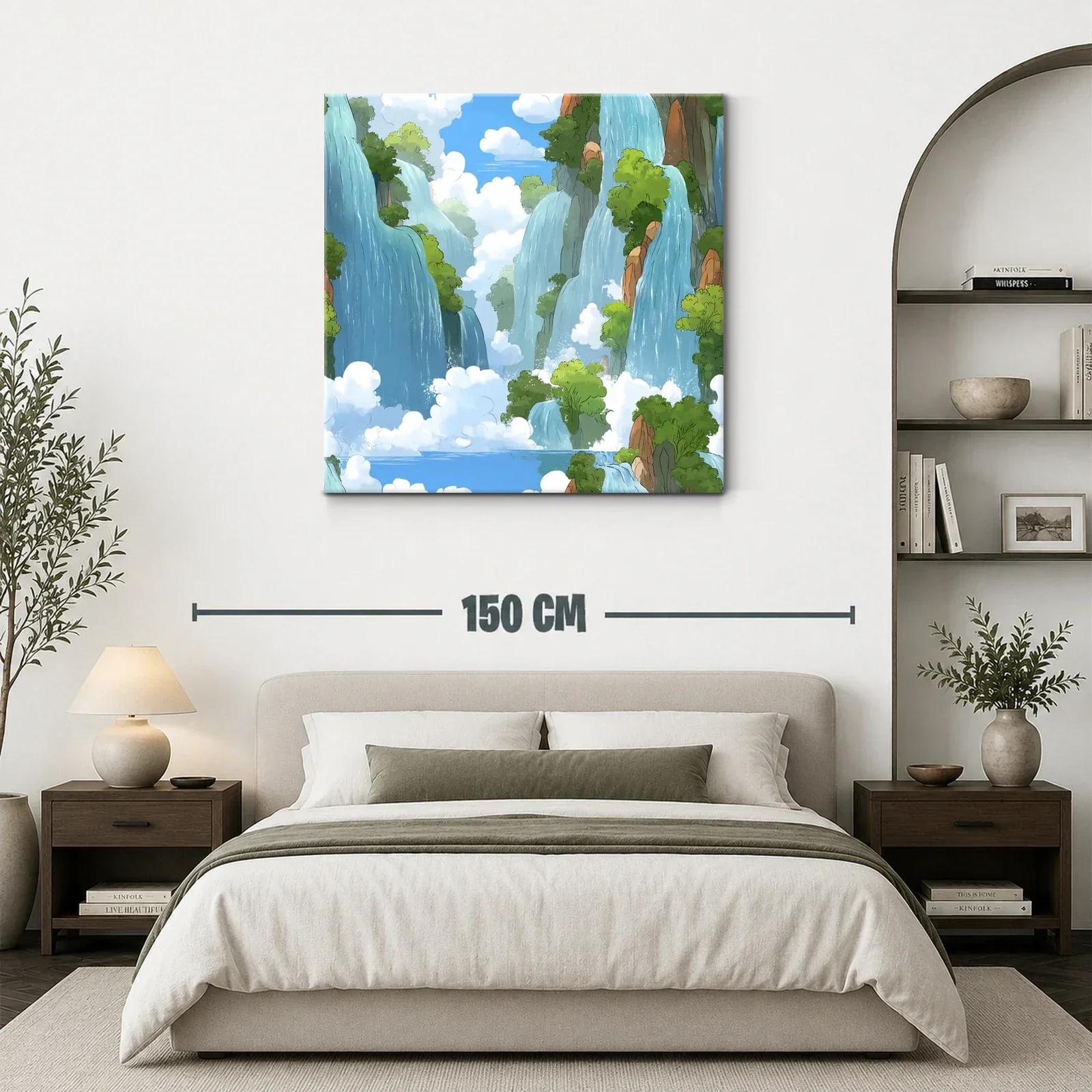 Paisaje de cascadas entre nubes y vegetación frondosa — miniatura 3