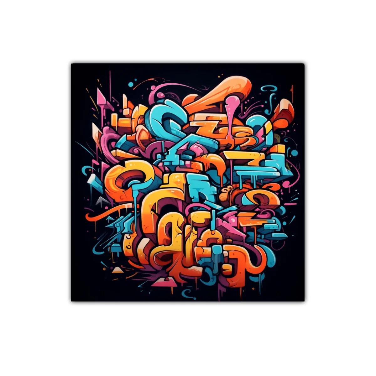 Arte urbano vibrante con colores intensos y formas dinámicas