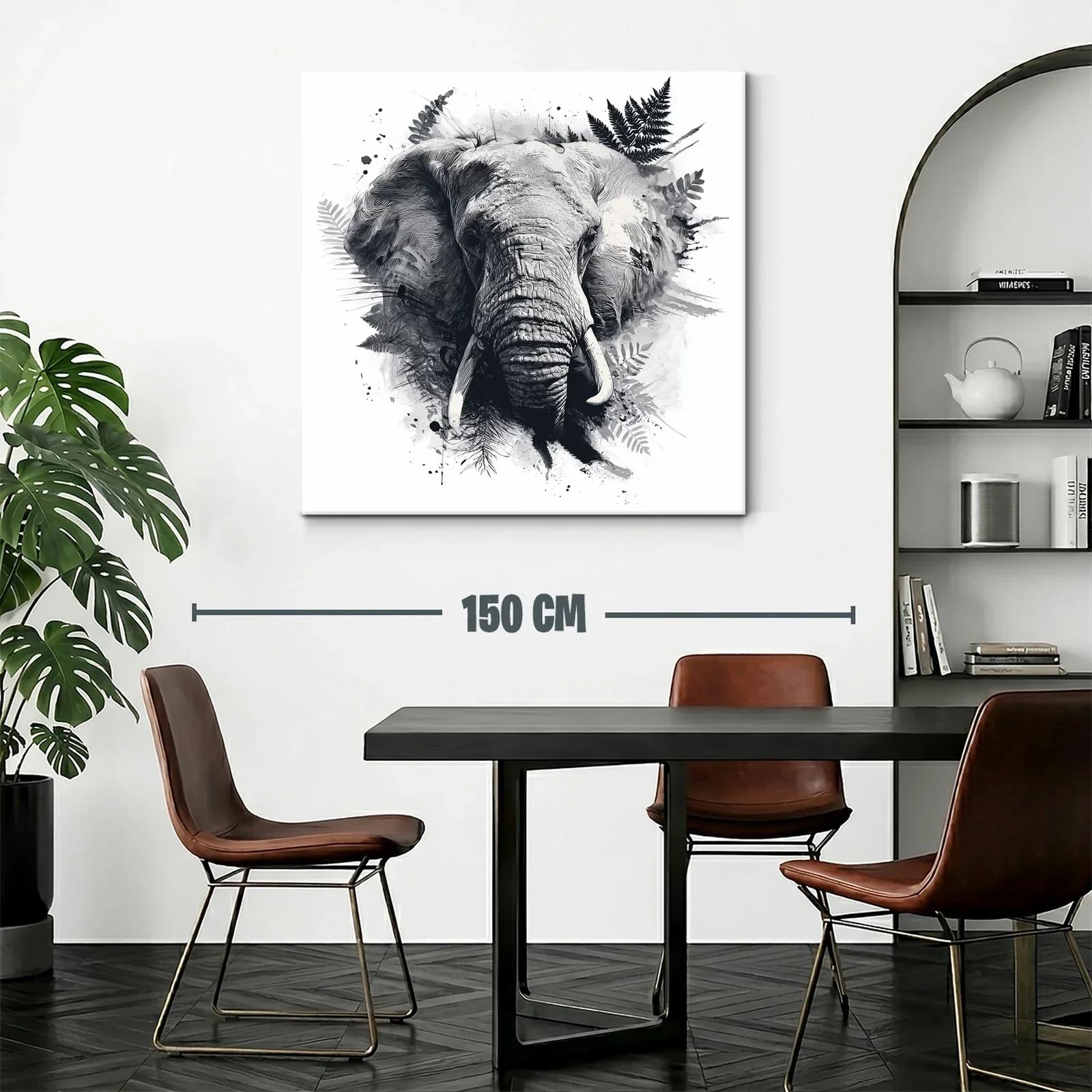 Retrato artístico de elefante en tonos grises y negros — miniatura 2