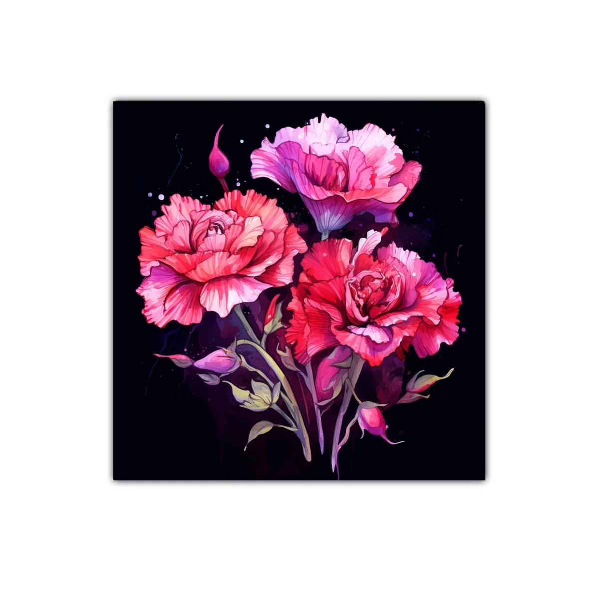 Dramática composición floral en tonos fucsia y rojos vibrantes