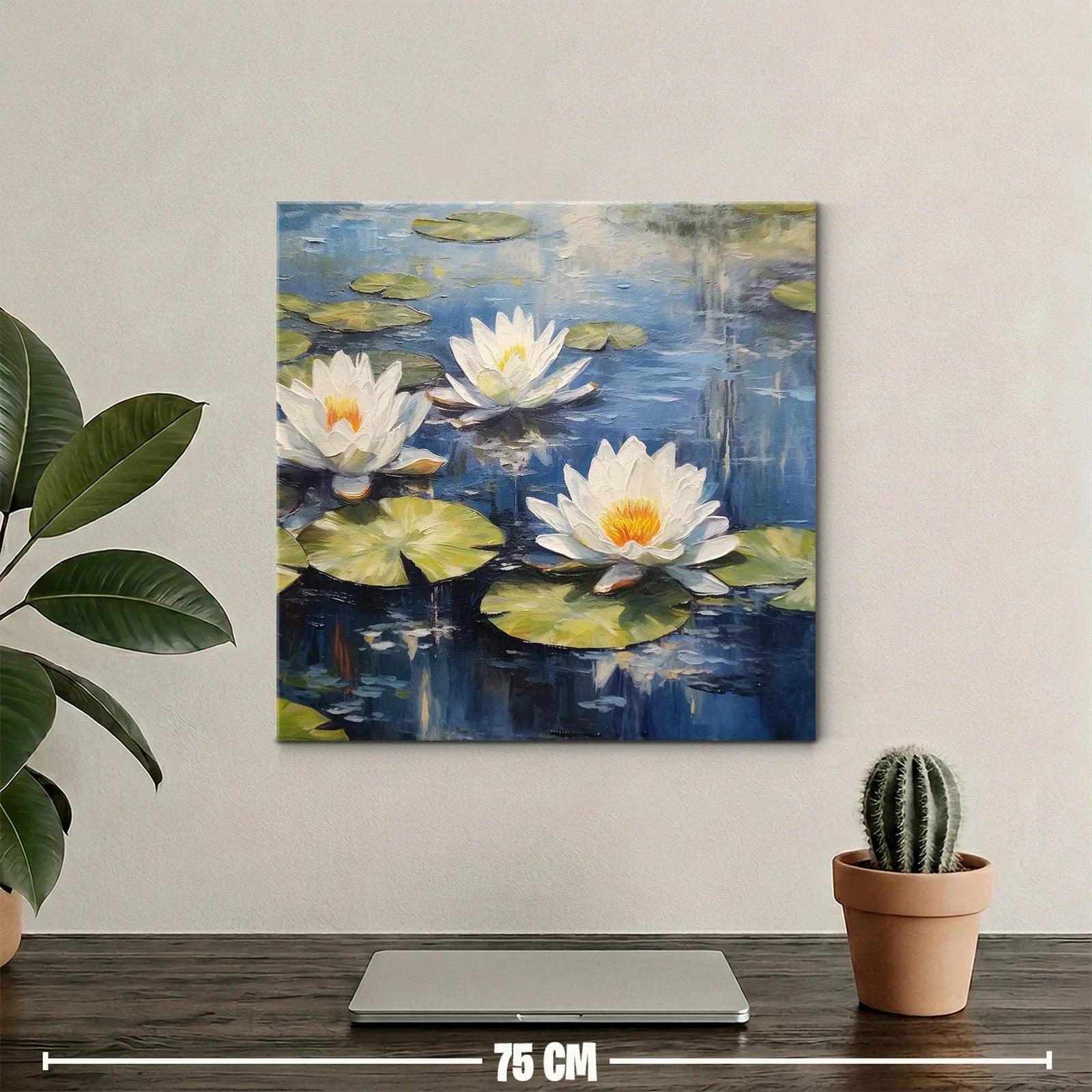 Cuadro flores de loto sobre estanque azul sereno — miniatura 2