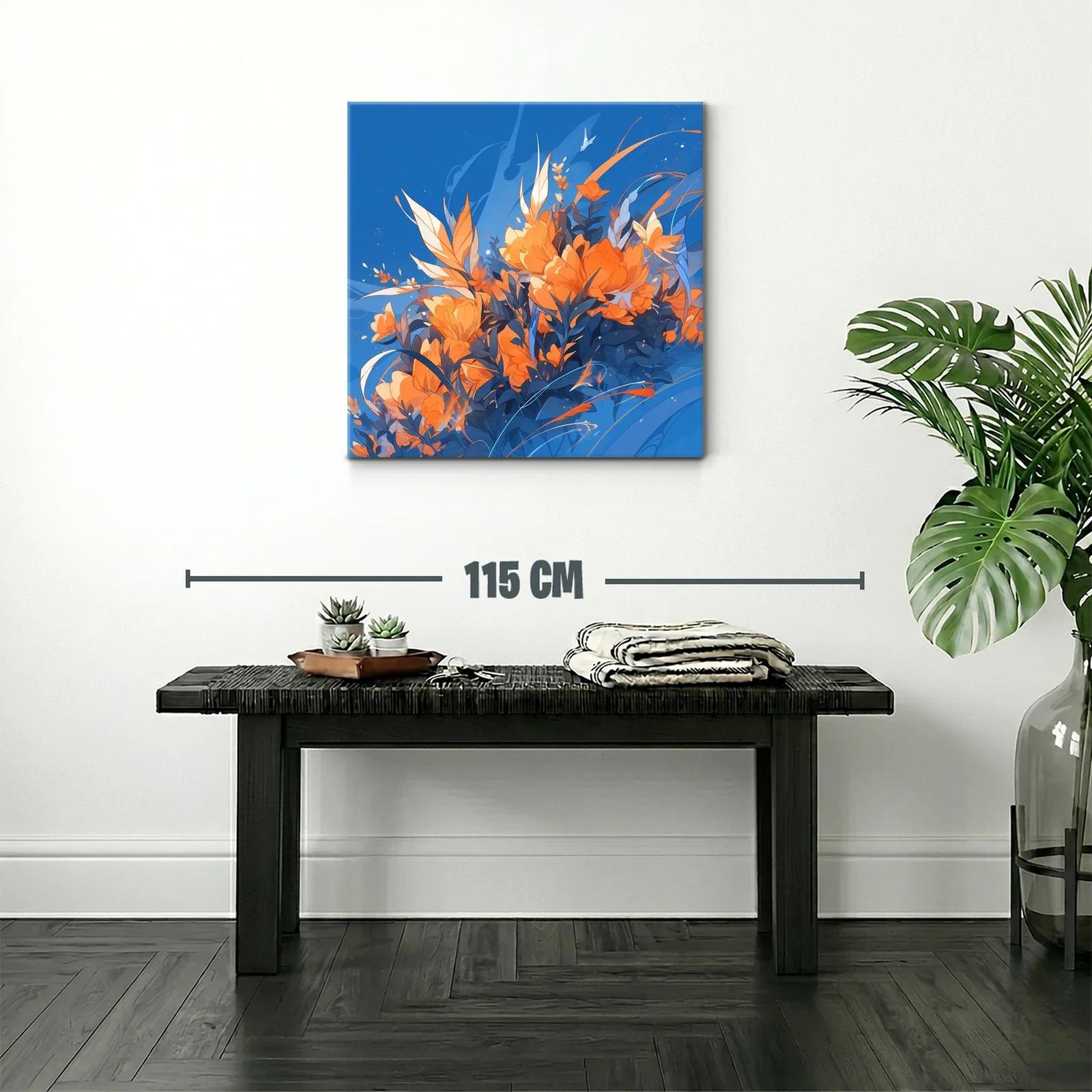 Composición floral vibrante en tonos naranjas y azules — miniatura 2