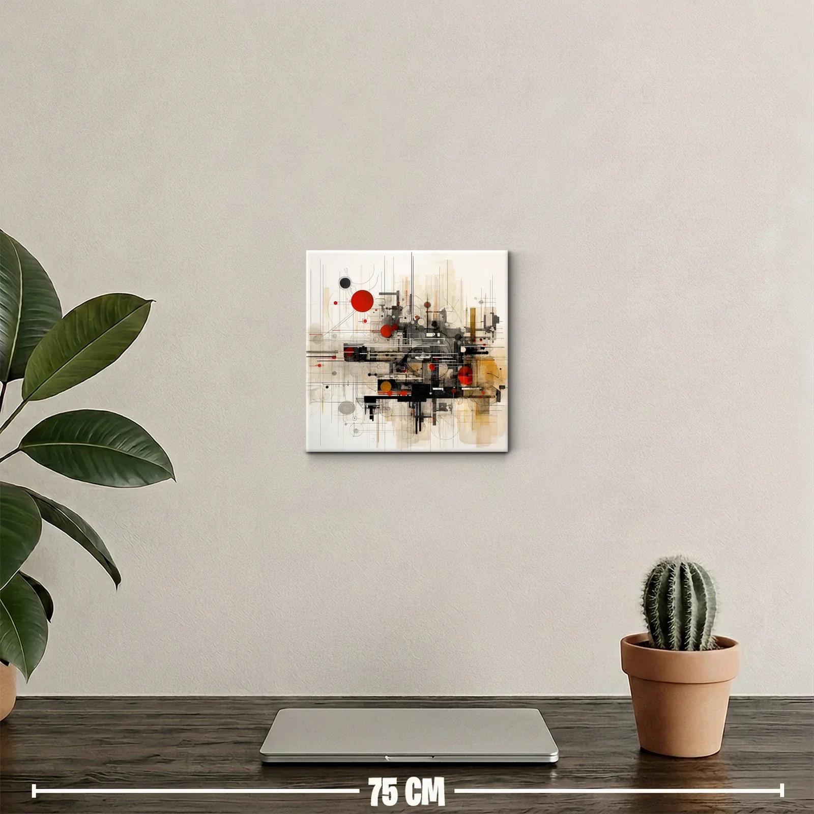 Composición geométrica con toques rojos y negros vibrantes — miniatura 2