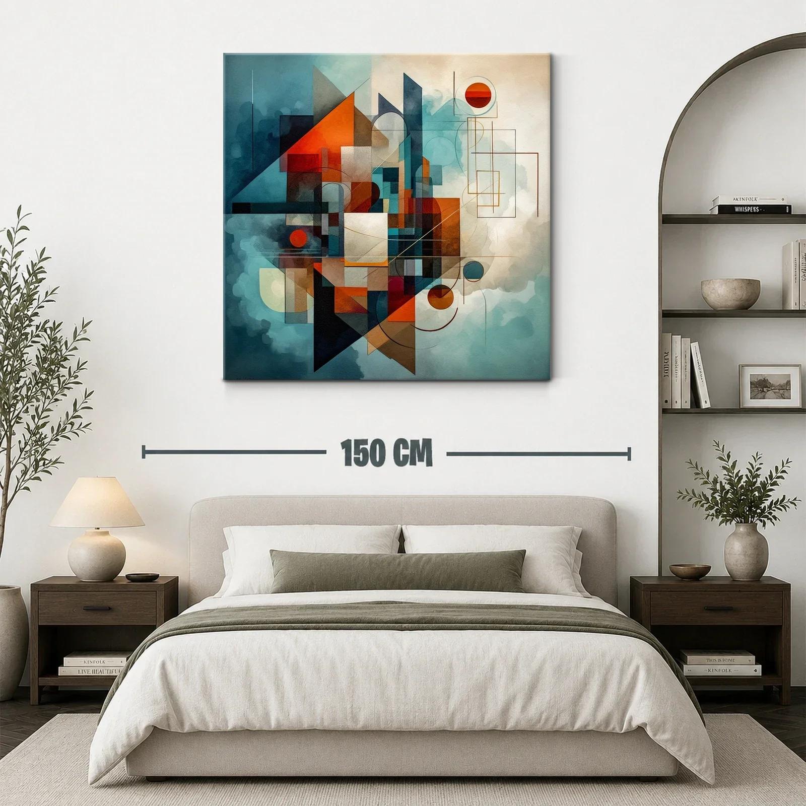 Composición geométrica abstracta en tonos cálidos y fríos — miniatura 3
