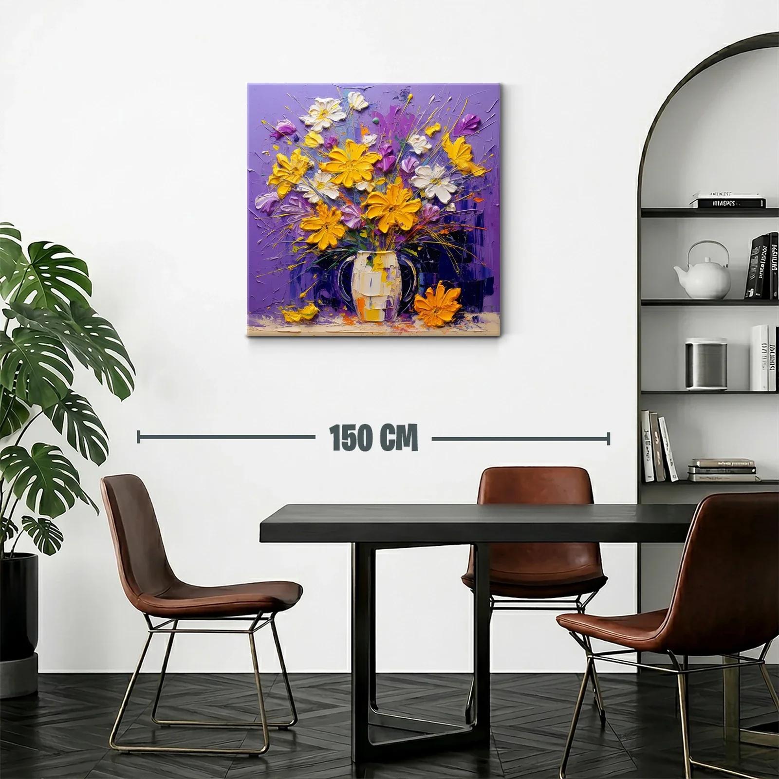 Ramo vibrante de flores amarillas y blancas con fondo lila — miniatura 2