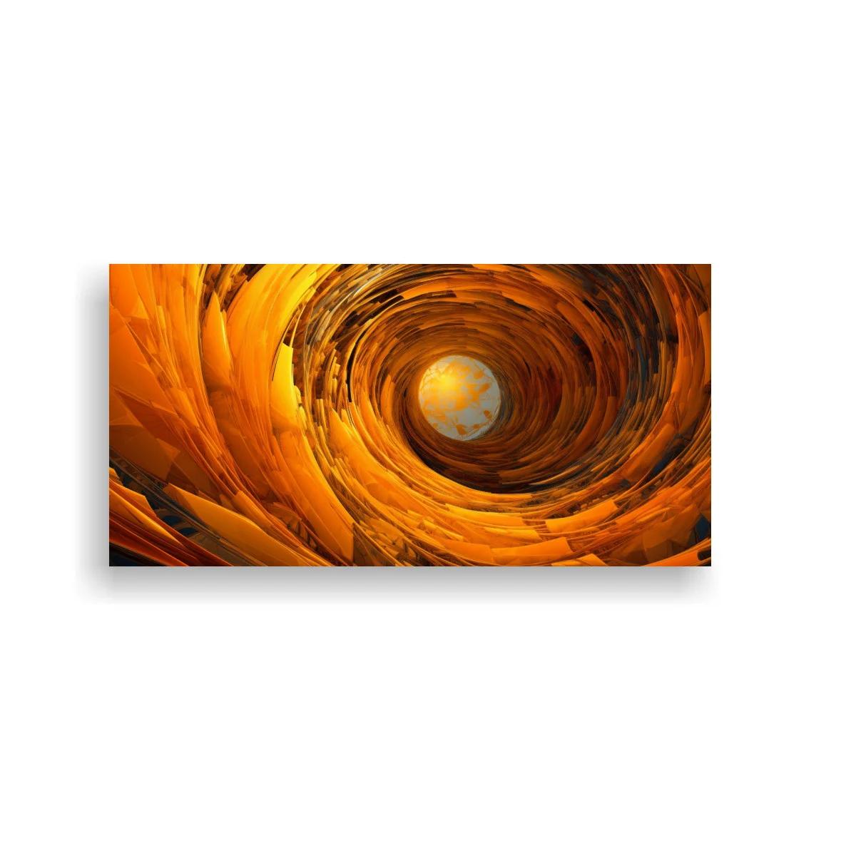Cuadro túnel en espiral dorado con abertura luminosa