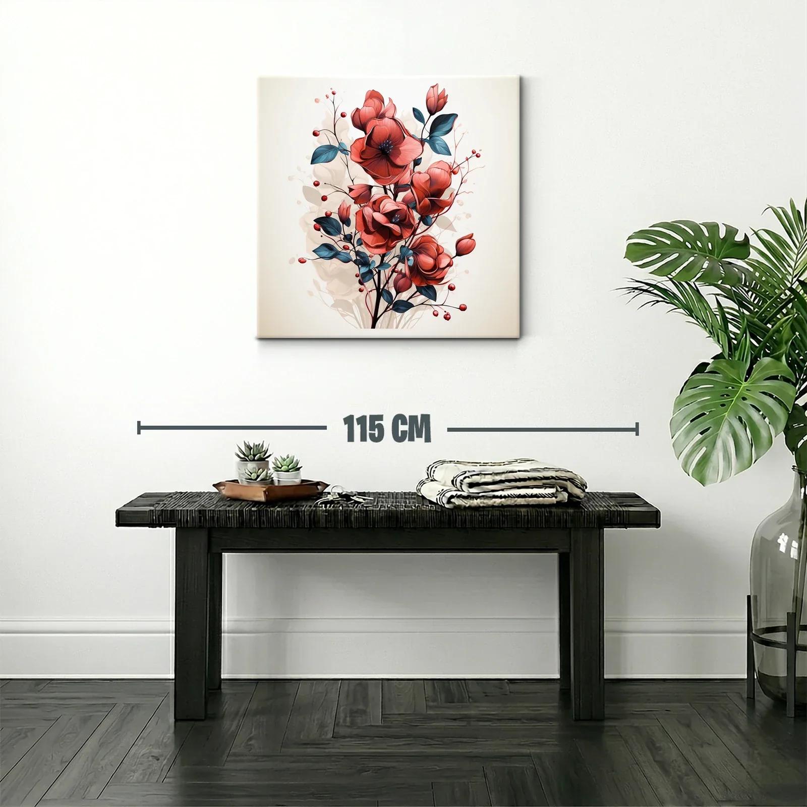 Elegante composición floral en tonos rojos y azules oscuros — miniatura 2