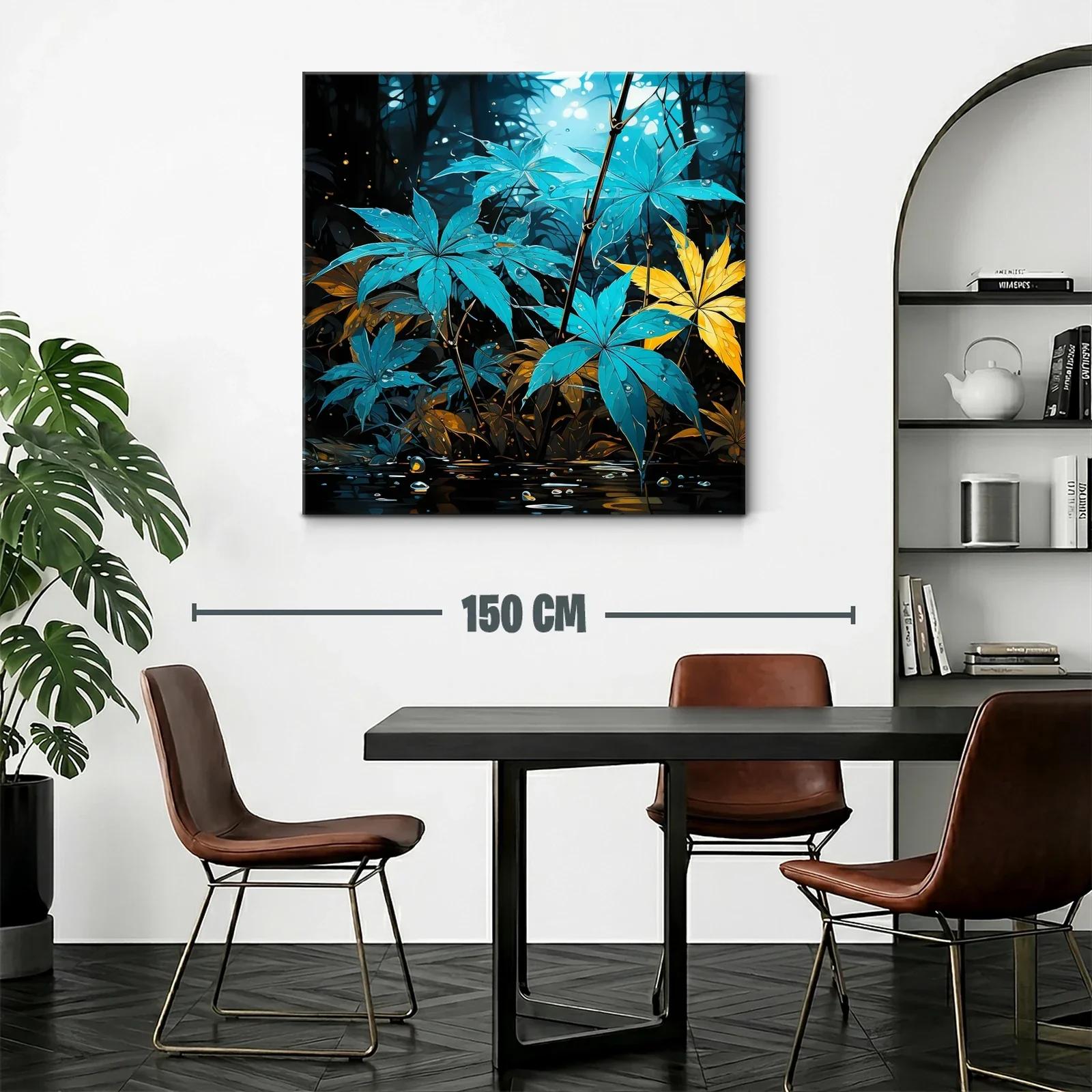 Hojas vibrantes entre luces y naturaleza azul y amarilla — miniatura 2