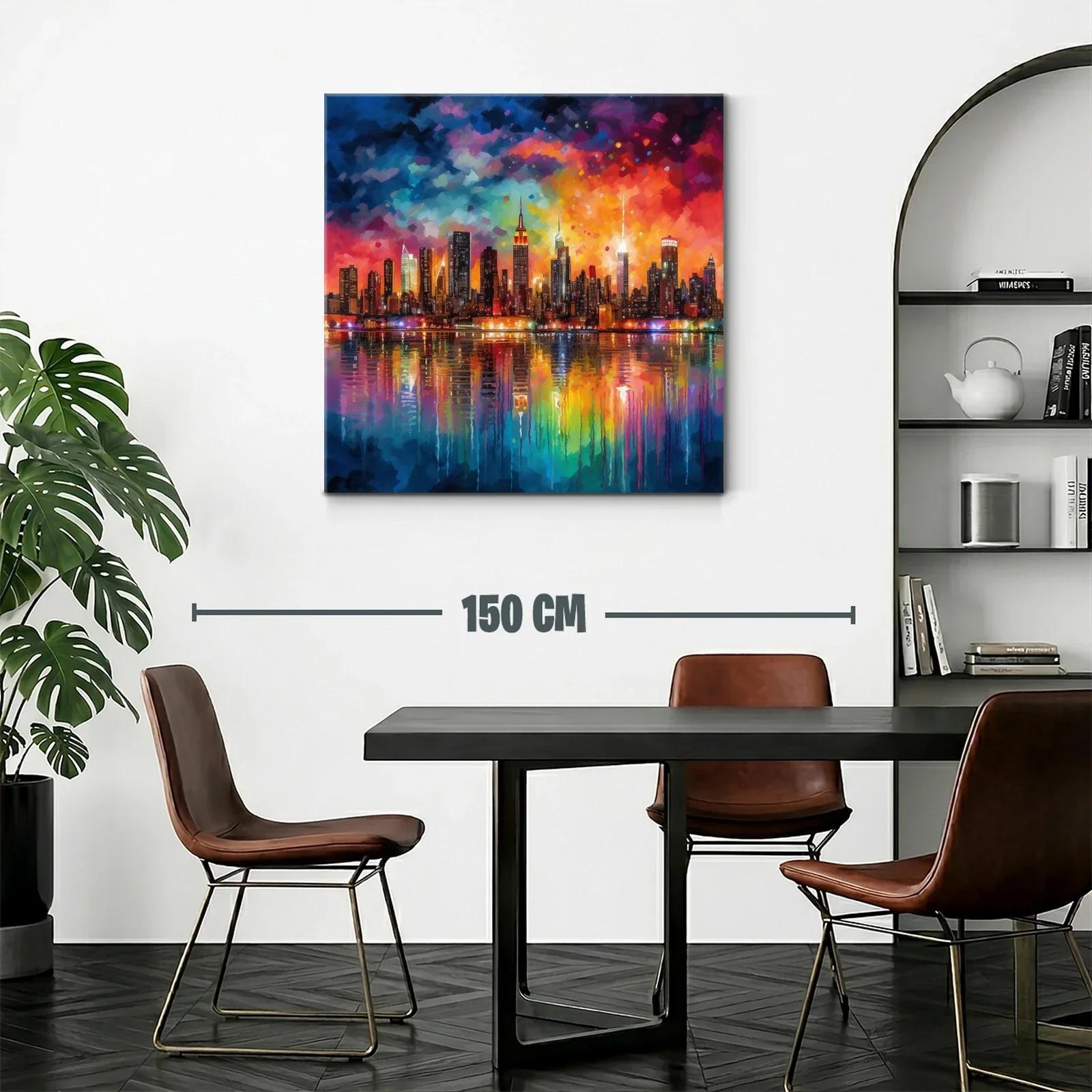 Atardecer vibrante reflejado sobre la ciudad iluminada — miniatura 2