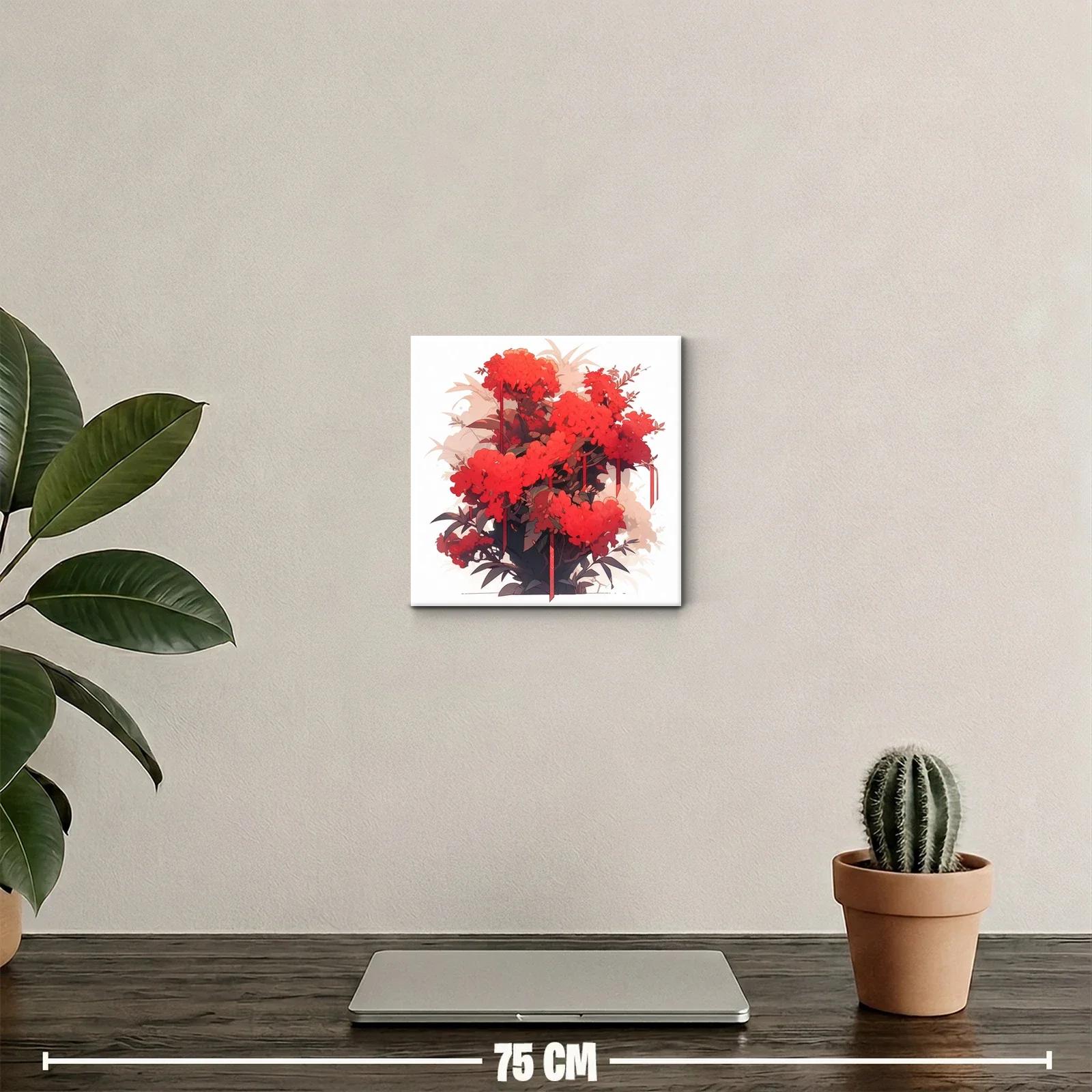 Cuadro decorativo con intenso arbusto en rojo vibrante — miniatura 2