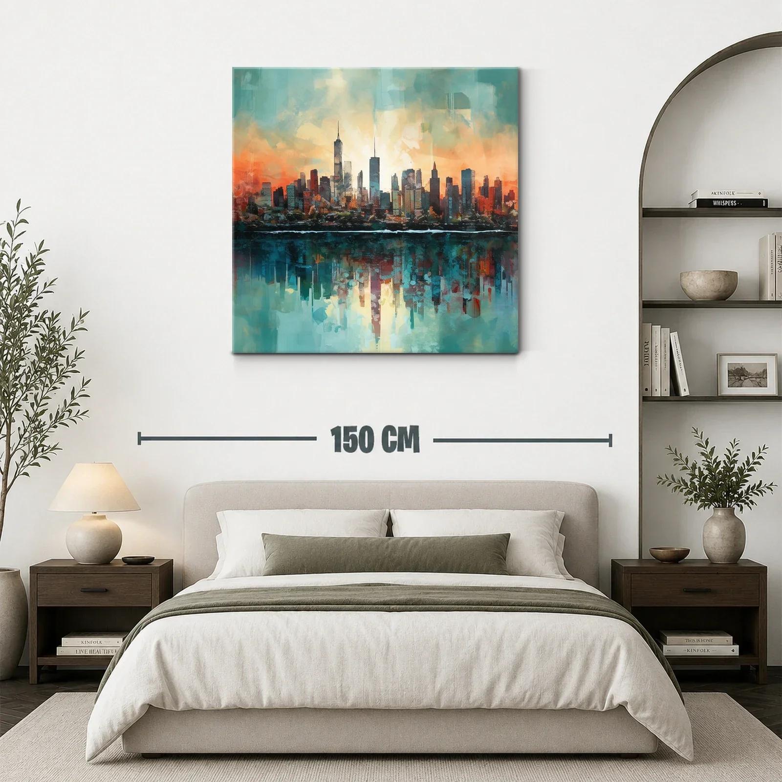 Ciudad al Amanecer con Reflejos en el Agua — miniatura 3