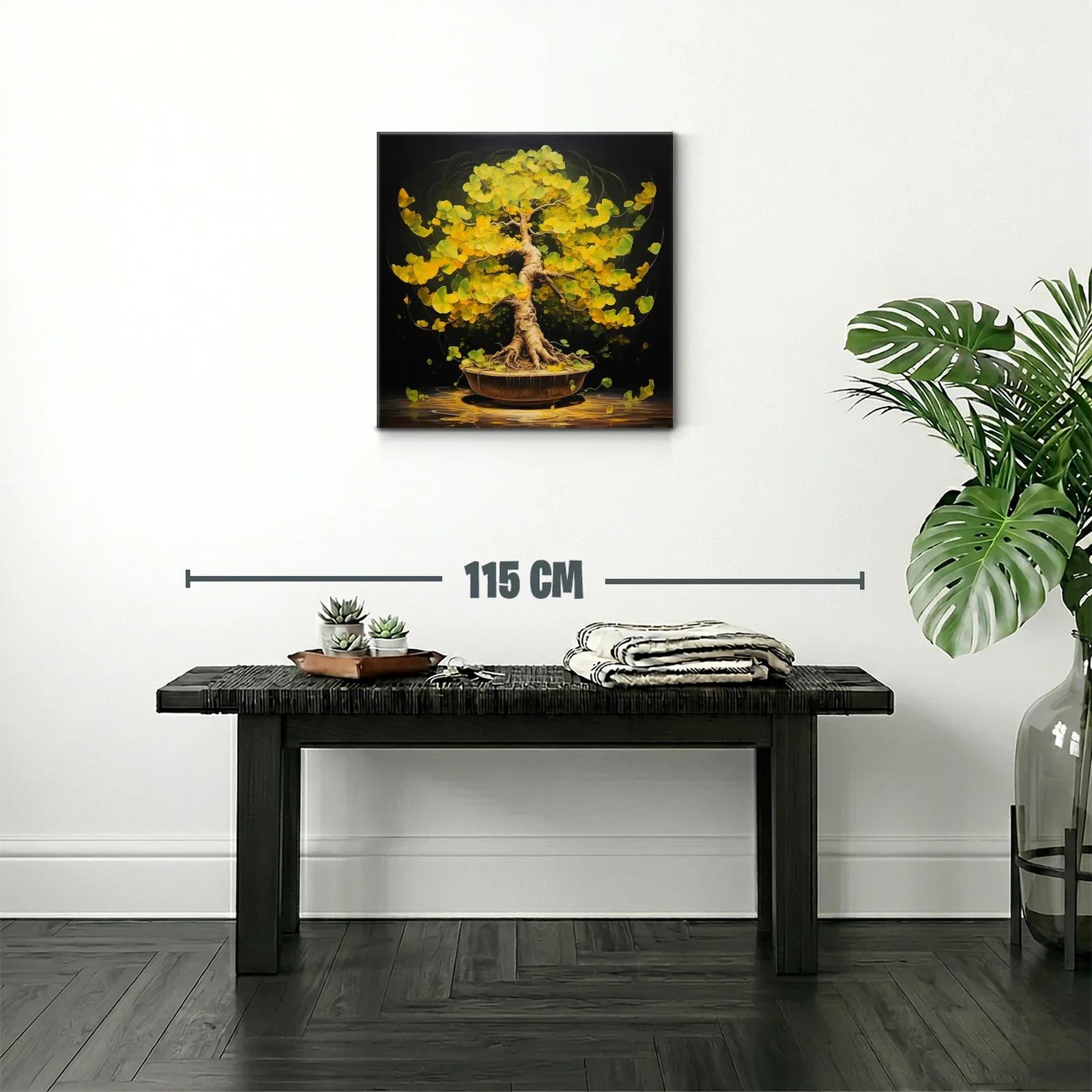 Armonía natural en árbol bonsái de hojas amarillas vibrantes — miniatura 2