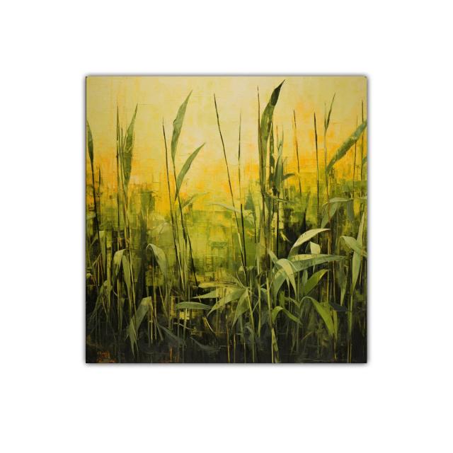 Cuadro decorativo con naturaleza y tonos verdes y amarillos