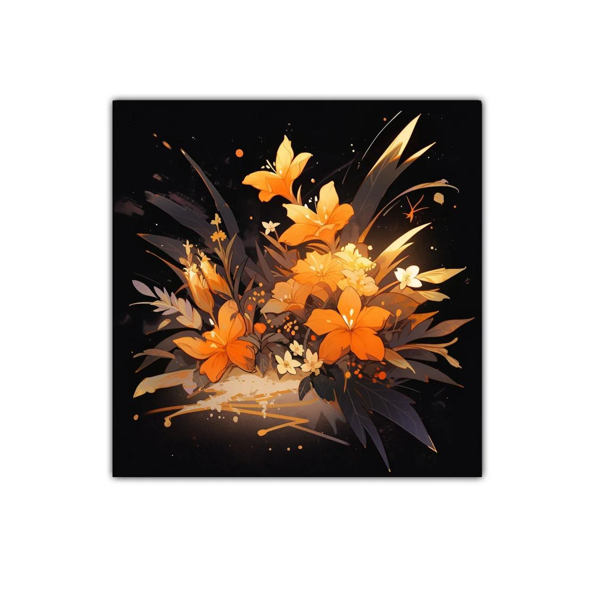 Cuadro decorativo con elegante ramo de flores naranjas