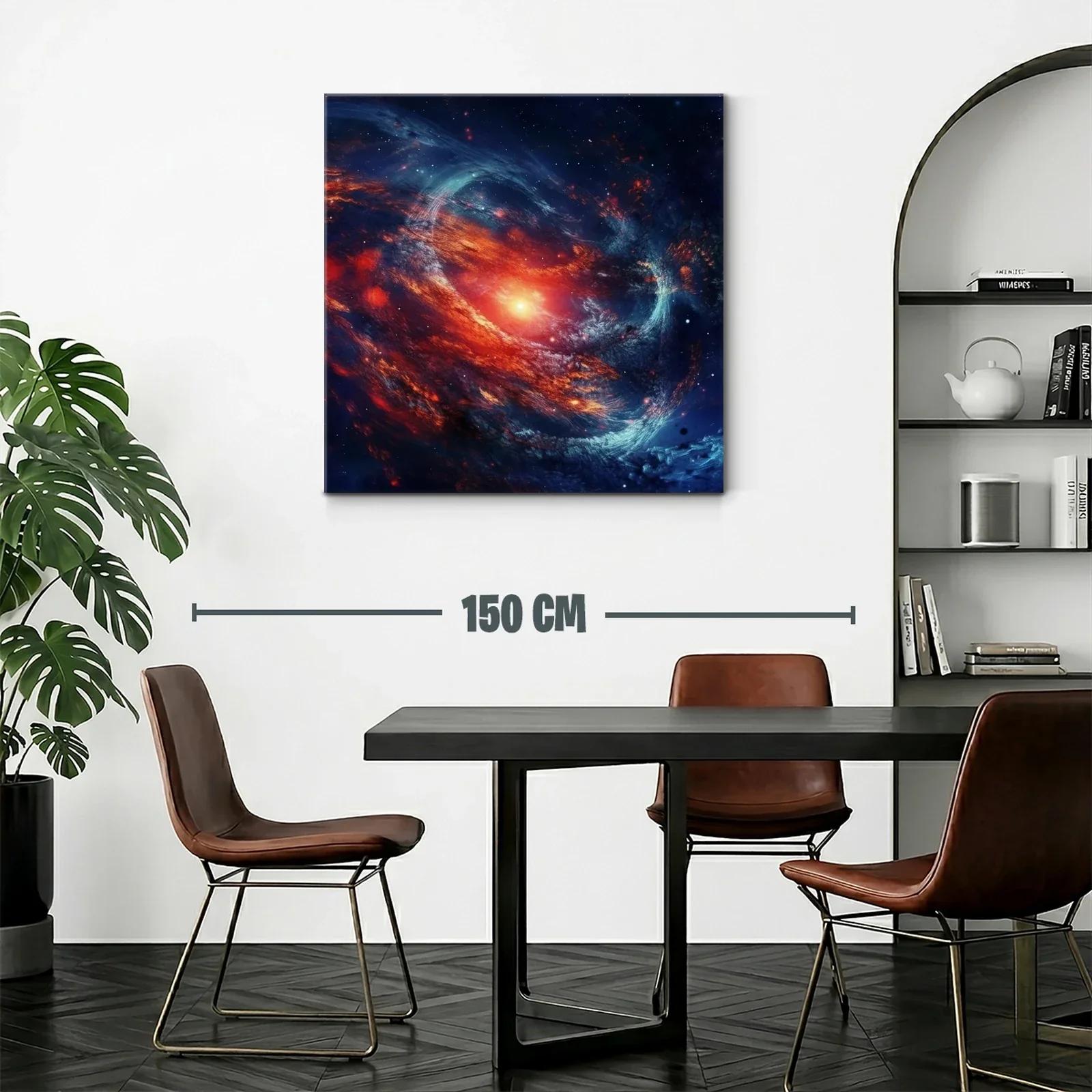 Cuadro artístico de galaxia en vibrantes tonos rojos y azules — miniatura 2