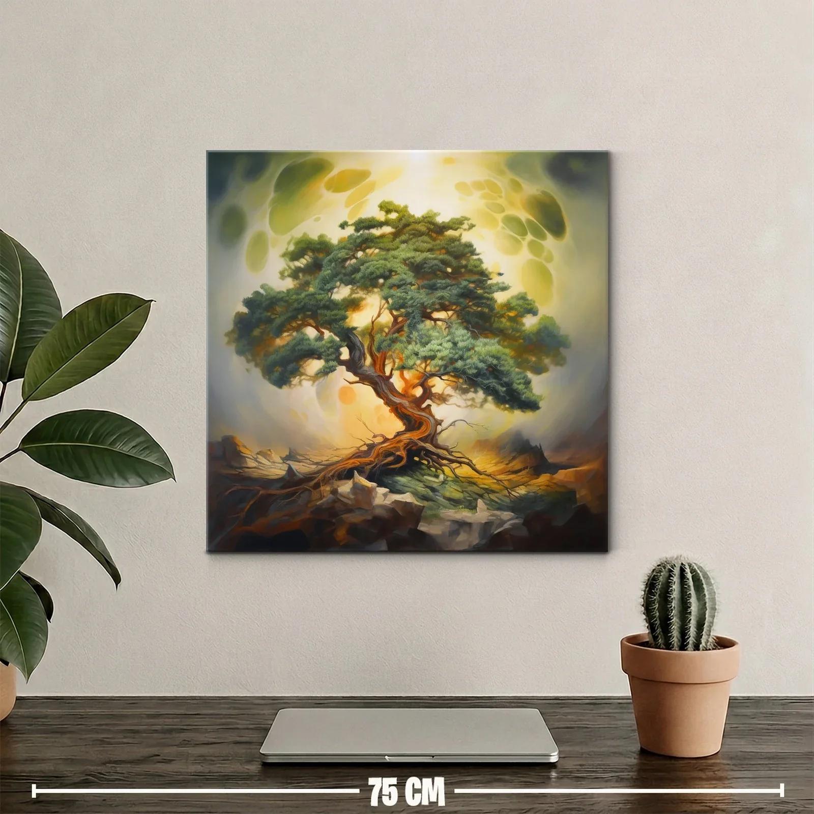 Árbol solitario con raíces entrelazadas y luz dorada — miniatura 2