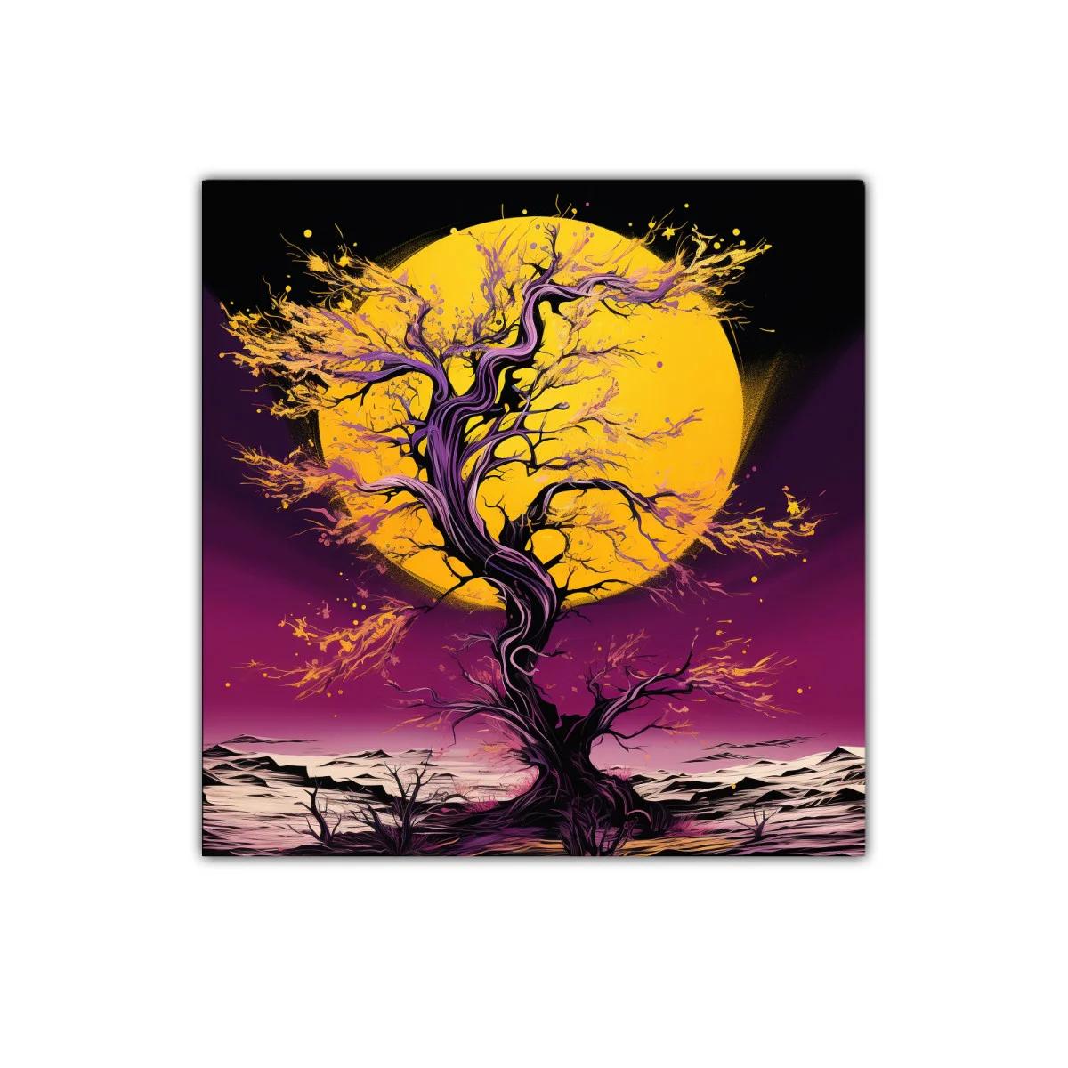Árbol Fantástico con Luna Amarilla y Cielo Púrpura — imagen principal