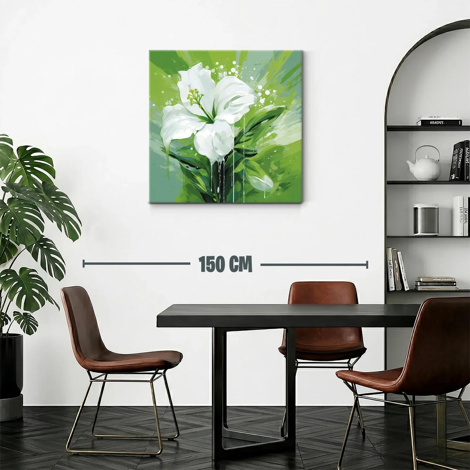 Cuadro floral con elegante azucena blanca y fondo verde vibrante — miniatura 2
