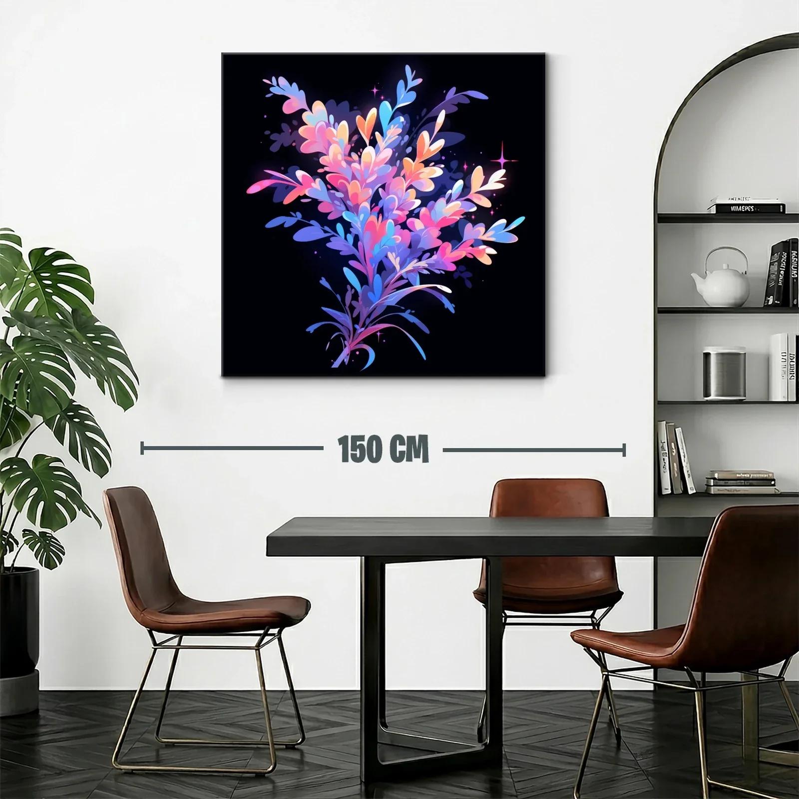 Cuadro abstracto en tonos rosas y azules vibrantes — miniatura 2