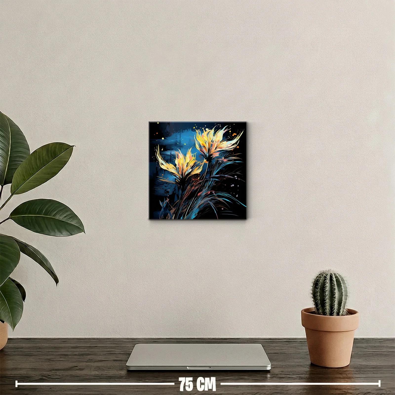 Flores luminosas en contraste azul y negro — miniatura 2