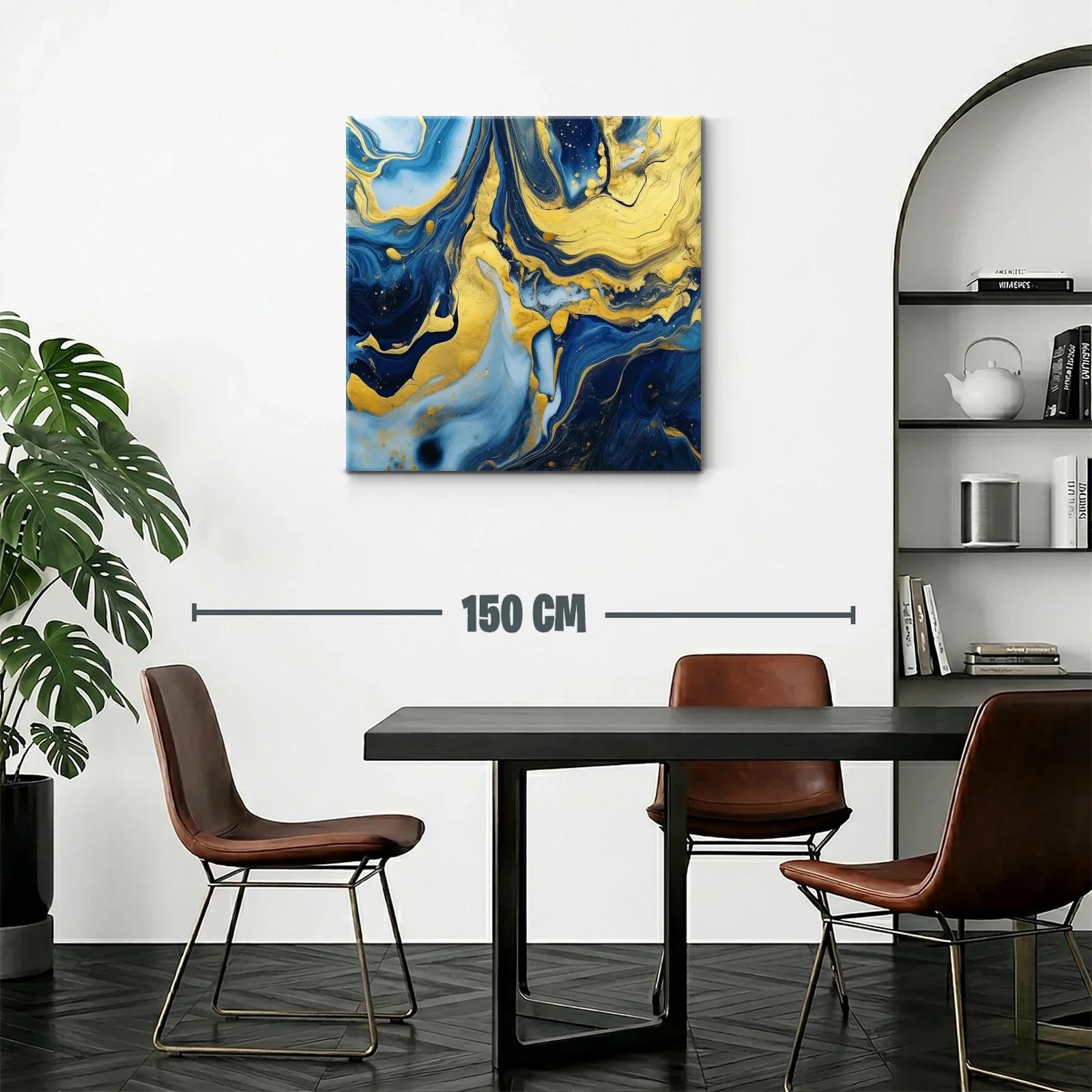 Abstracto en azul y dorado con movimiento fluido y elegante — miniatura 2