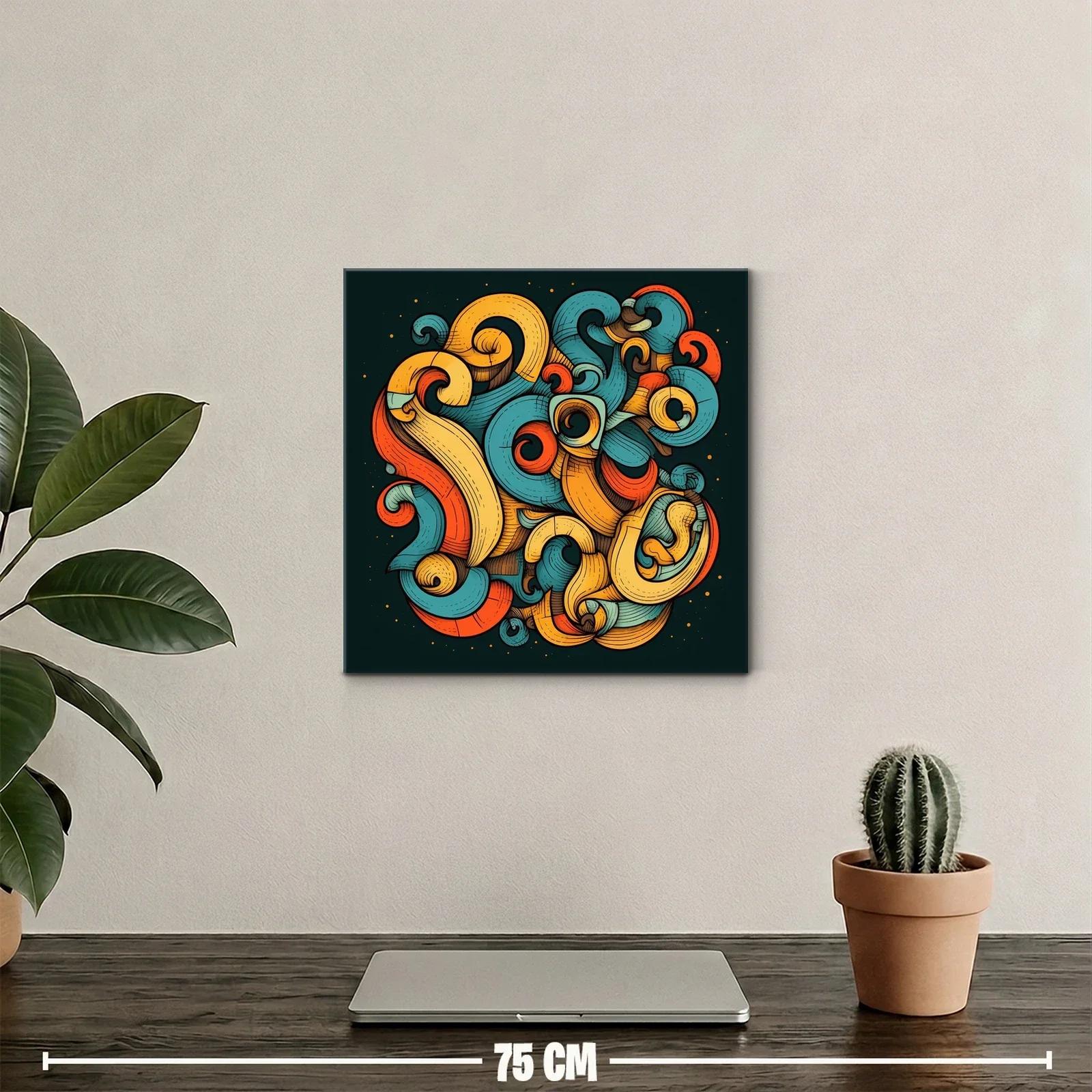 Composición abstracta en tonos vibrantes y formas ondulantes — miniatura 2