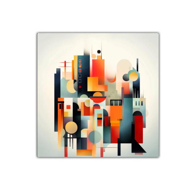 Arte abstracto con formas geométricas y colores vibrantes