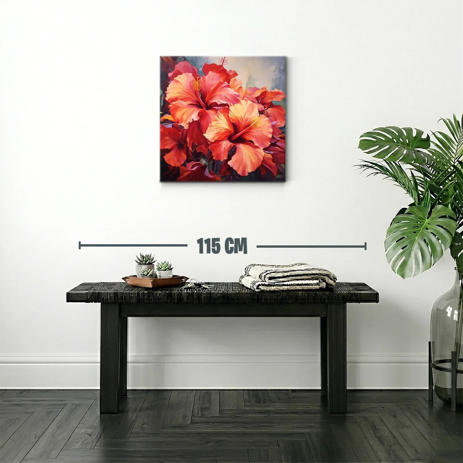 Cuadro de flores vibrantes en tonos rojos y naranjas — miniatura 2