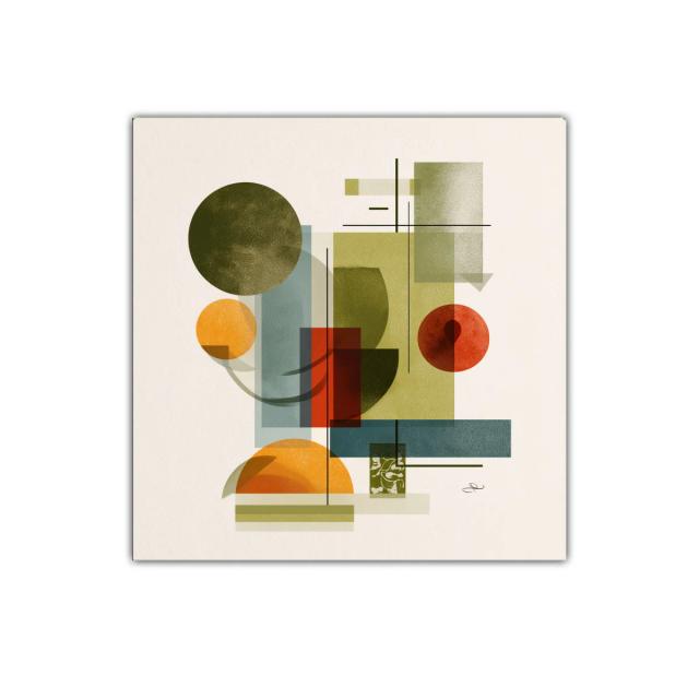 Composición abstracta con formas geométricas en tonos tierra