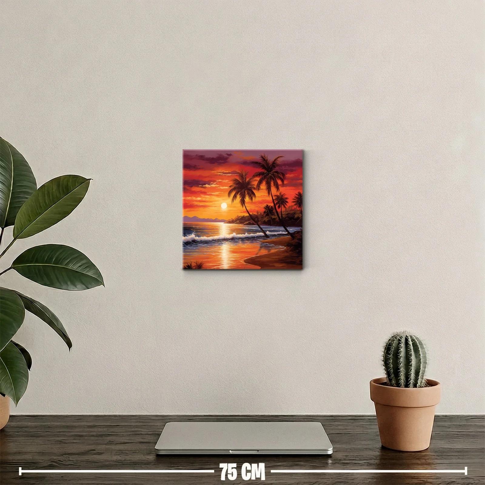 Atardecer tropical con palmeras en playa serena — miniatura 2
