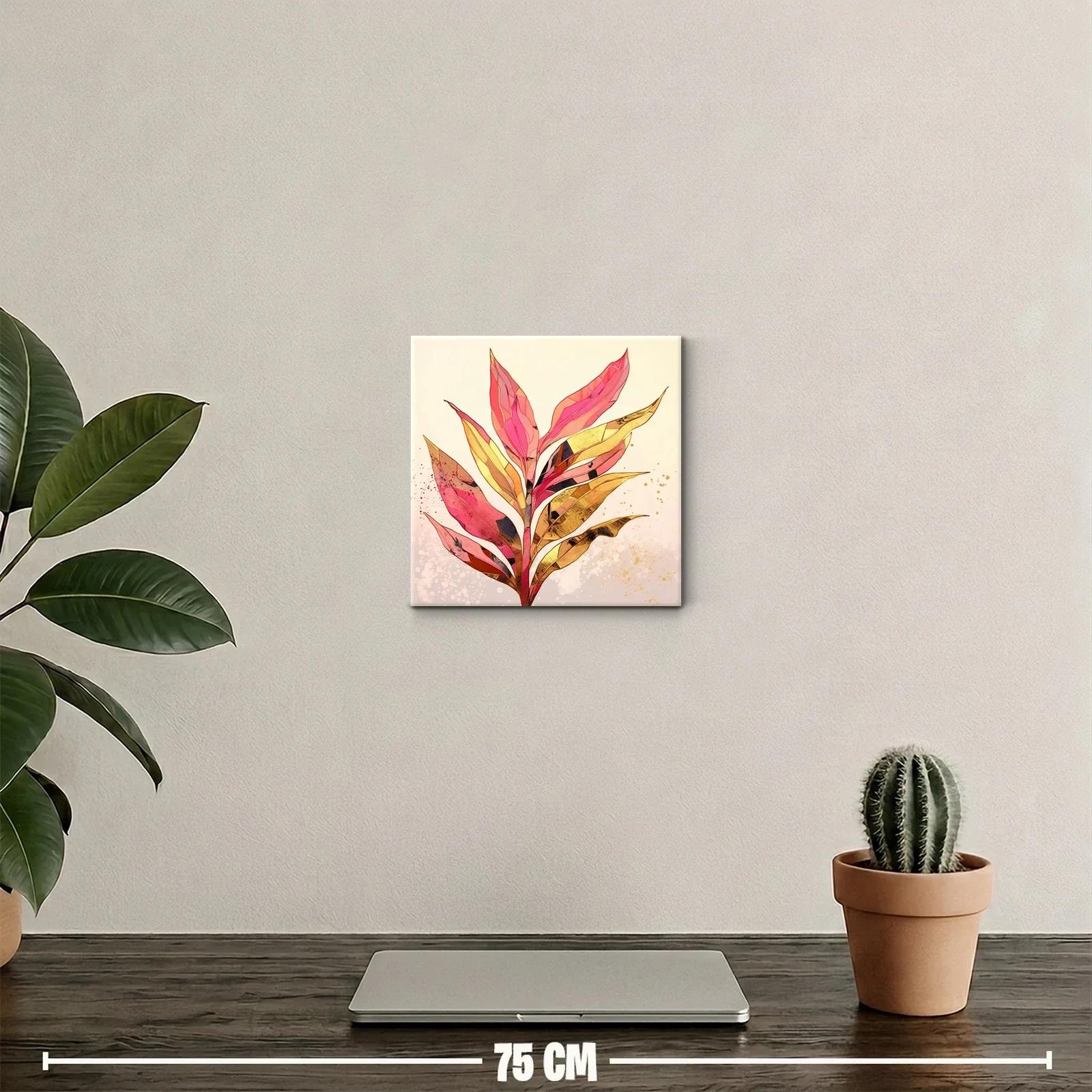Hoja tropical en tonos rosa y dorado vibrante — miniatura 2