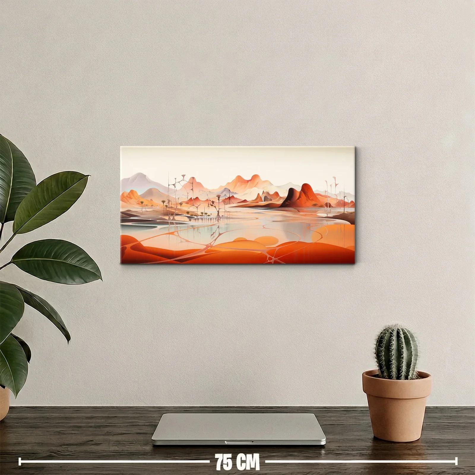 Cuadro paisaje desértico con laguna reflectante — miniatura 2