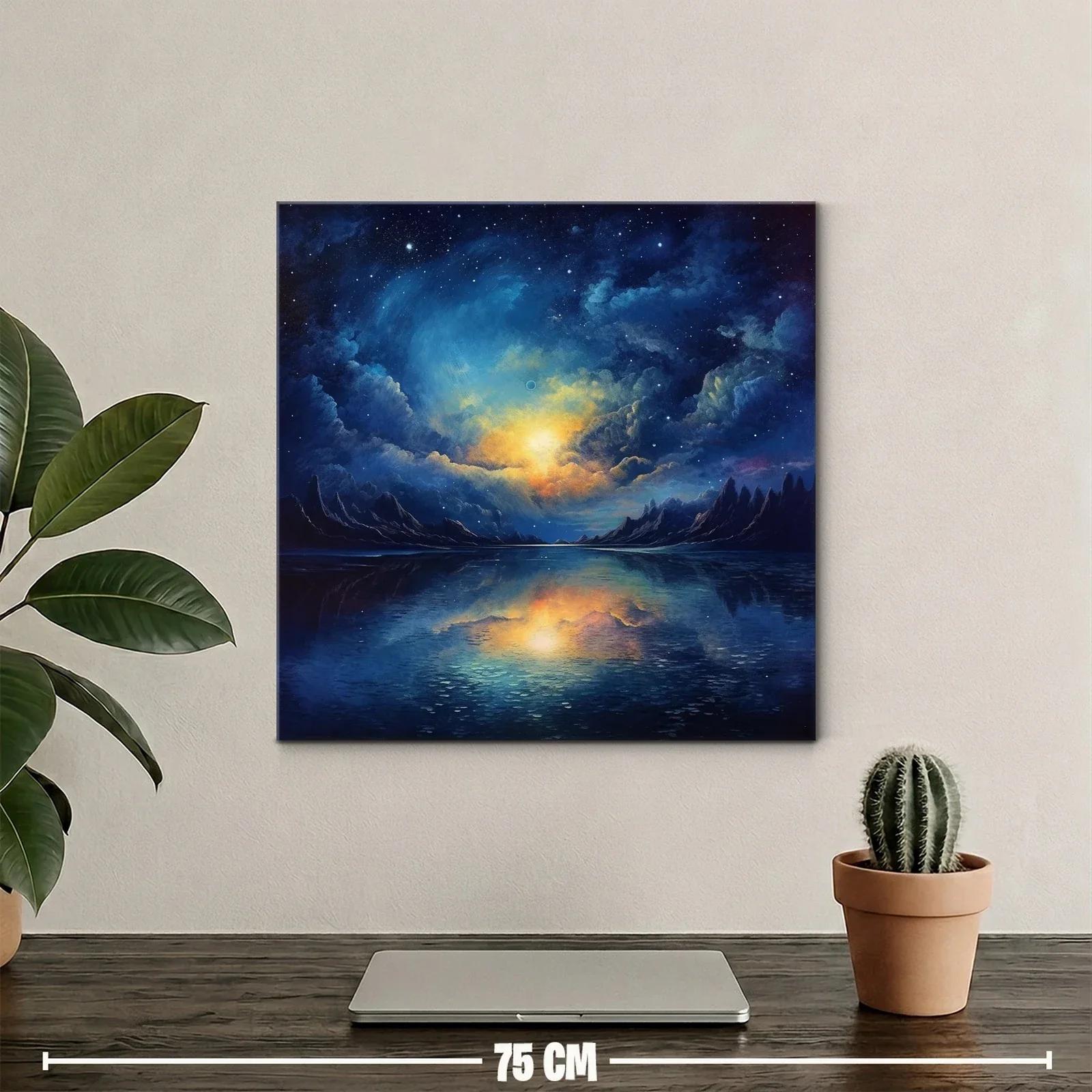 Paisaje celestial con reflejo en agua bajo cielo estrellado — miniatura 2