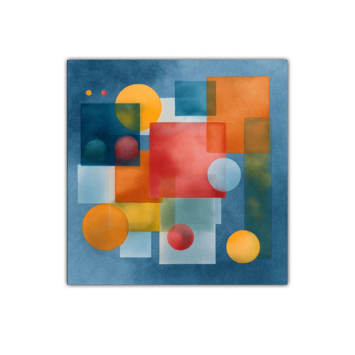 Composición abstracta en colores cálidos y fríos vibrantes — imagen principal