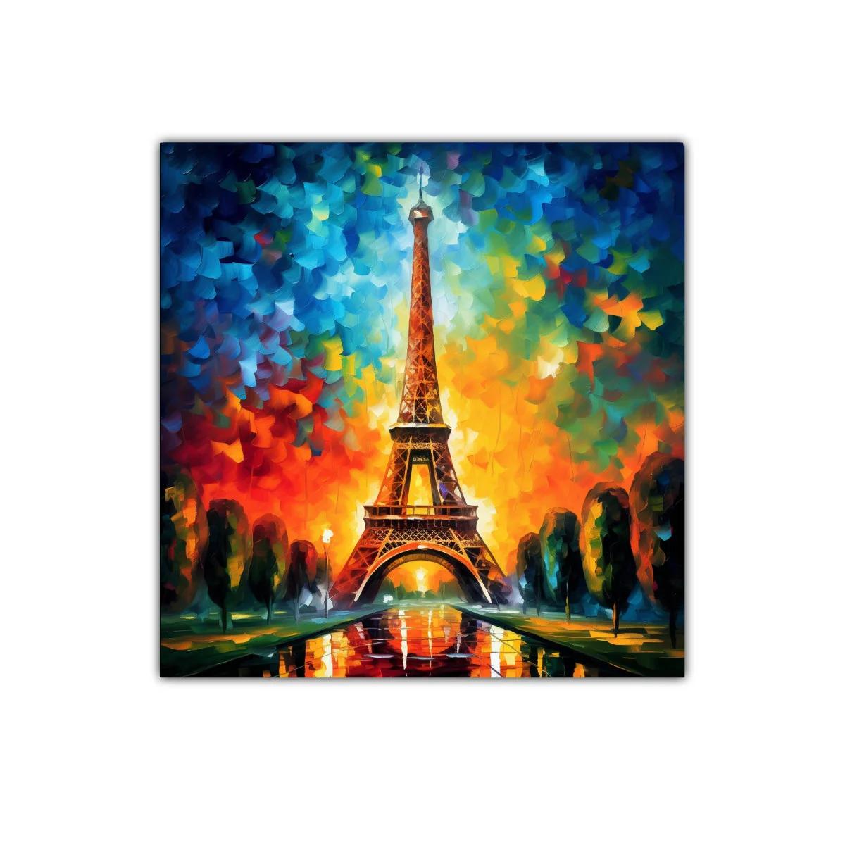 Eiffel en atardecer vibrante con reflejos llamativos