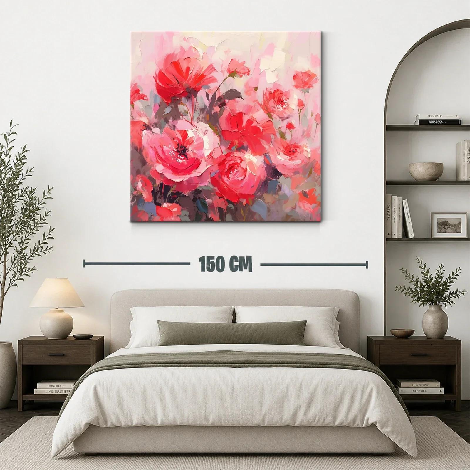 Cuadro floral con explosión de rosas en tonos rojos y rosas — miniatura 3