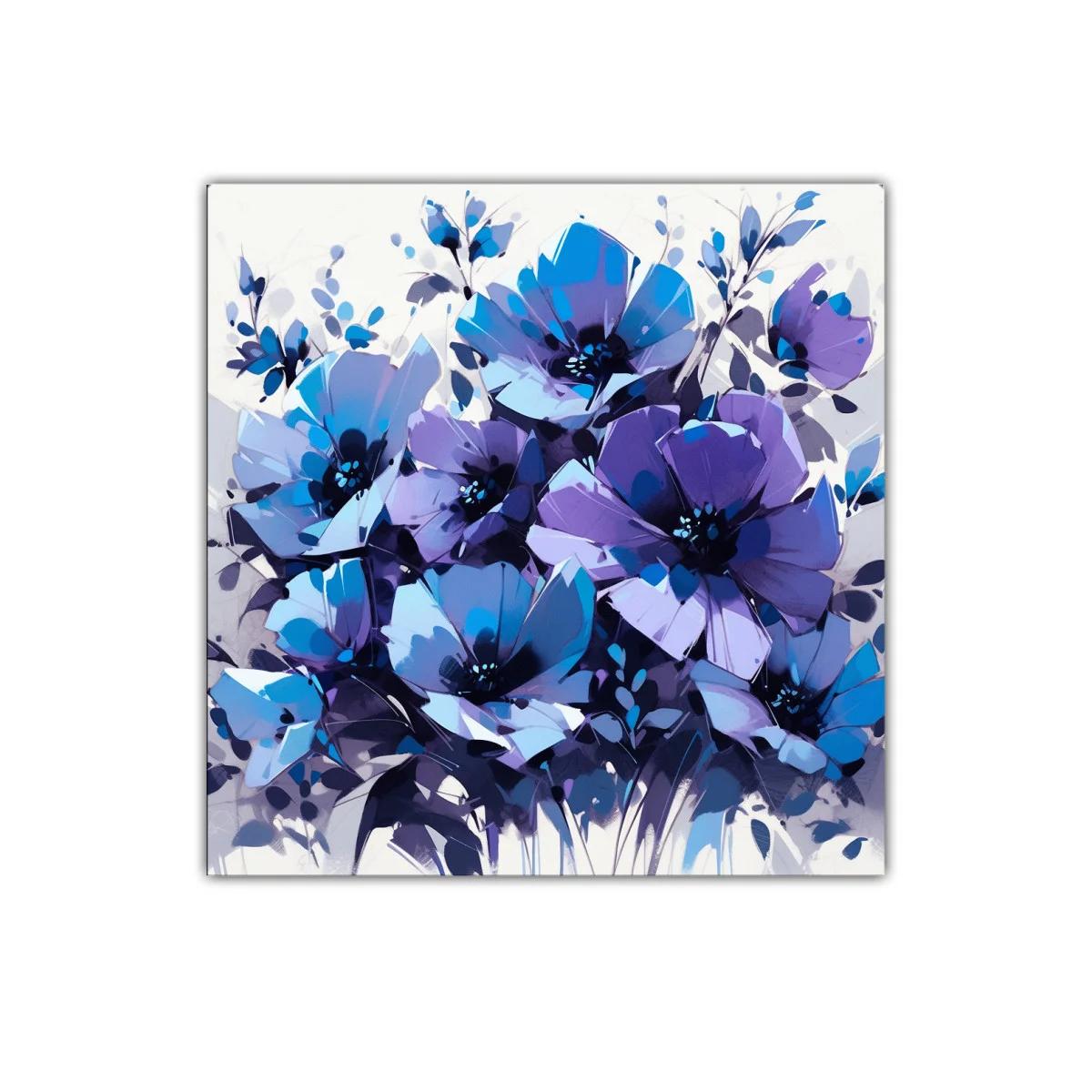 Cuadro decorativo con flores en tonos azul y violeta — imagen principal