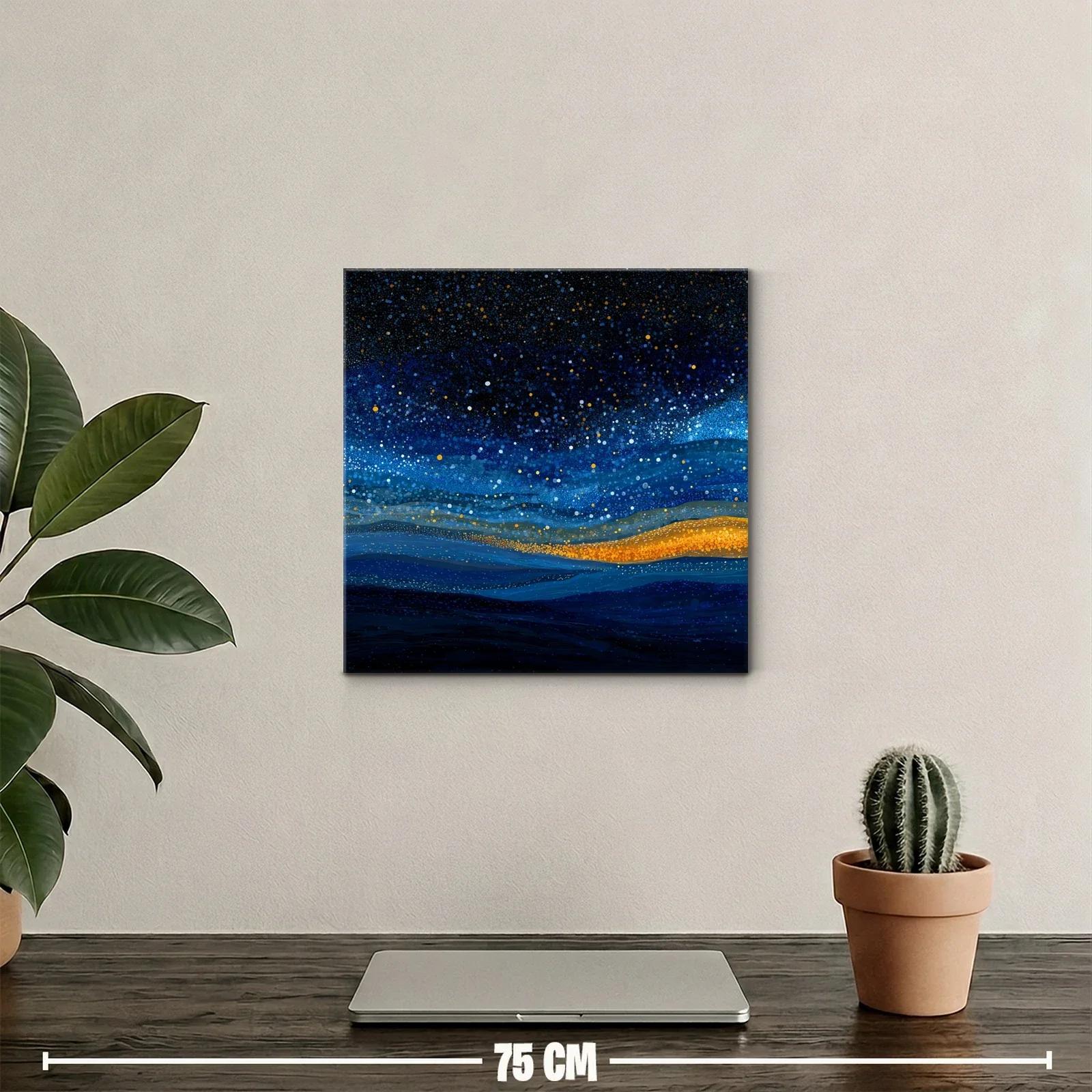 Cielo estrellado abstracto con tonos azules y dorados — miniatura 2