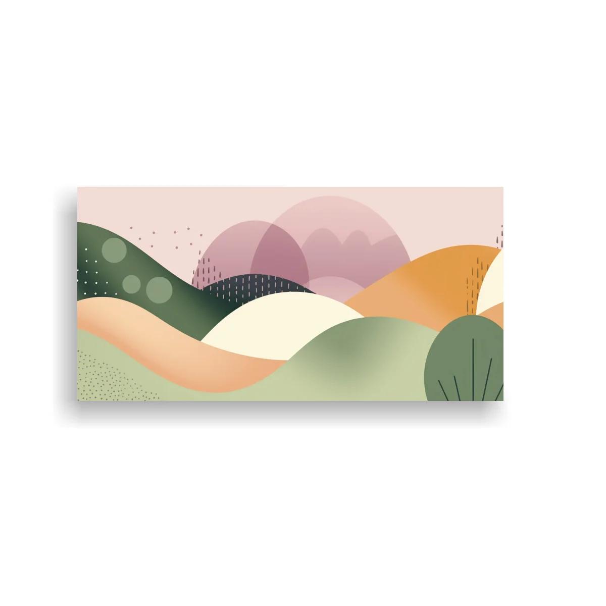 Cuadro paisaje abstracto de colinas con semicírculos