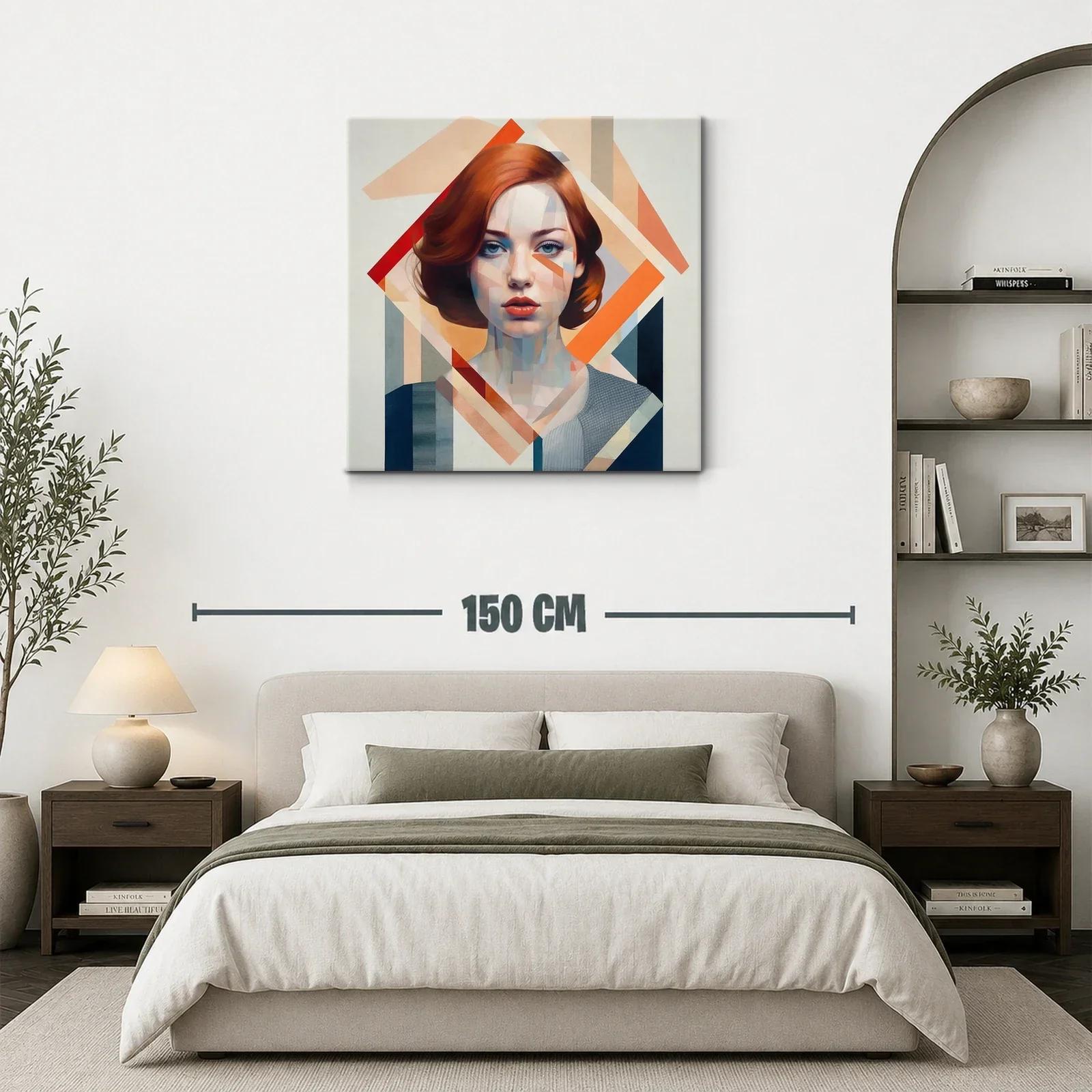 Retrato contemporáneo de mujer con tonos cálidos y geometría — miniatura 3