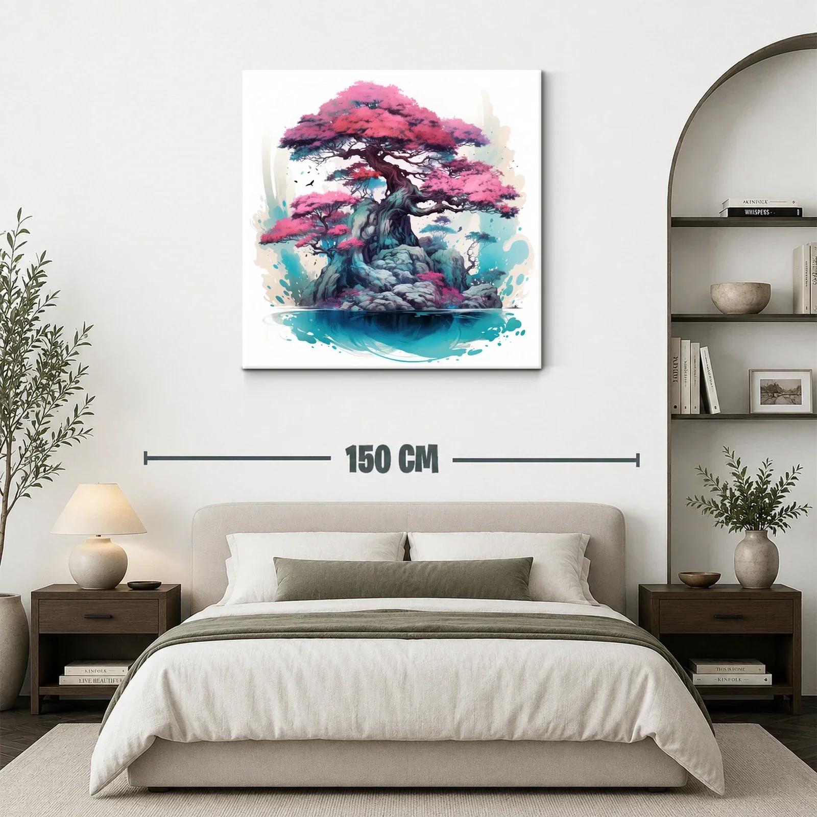 Árbol de Bonsái en Isla con Tonos Rosados y Azules — miniatura 3