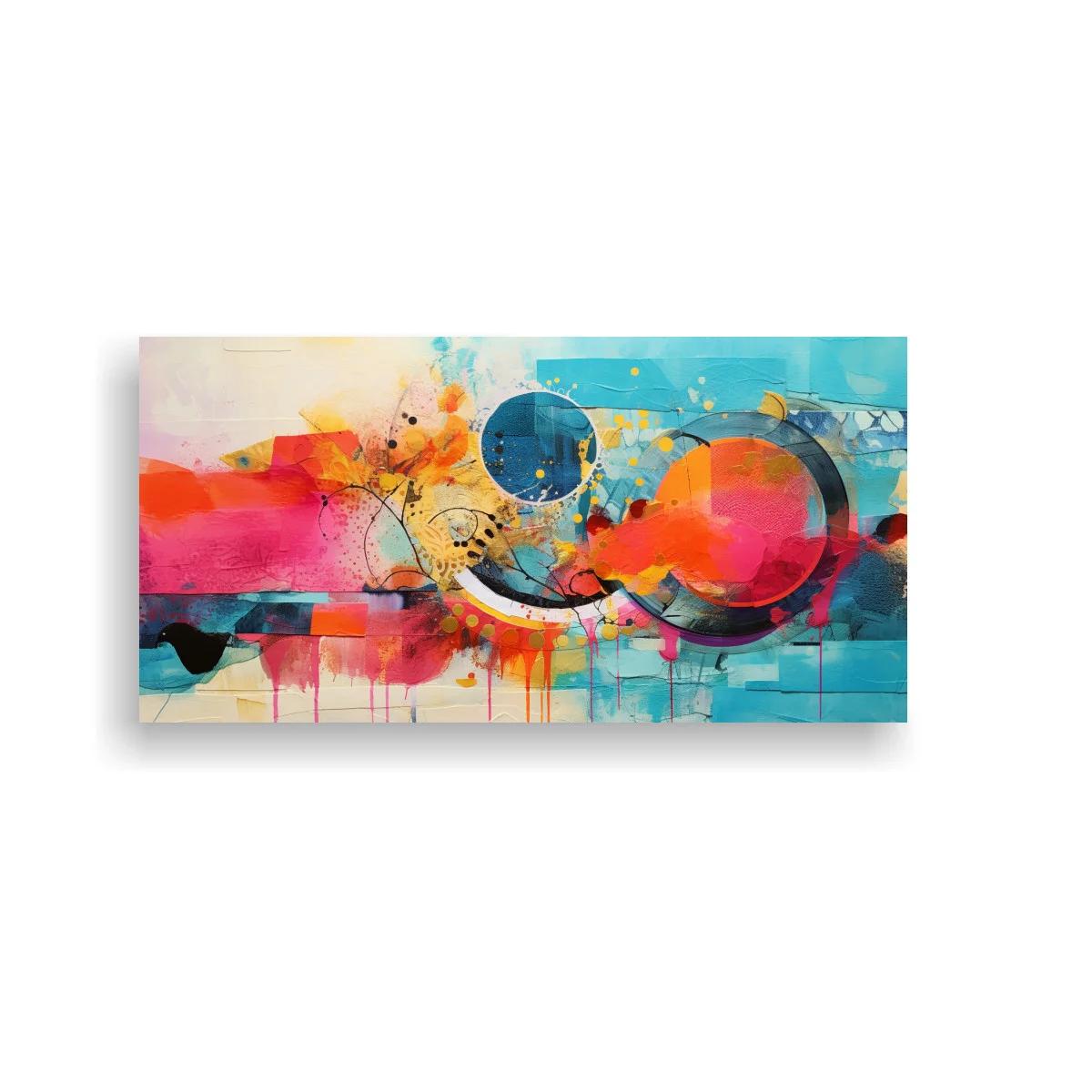 Cuadro composición abstracta con círculos y goteos de pintura