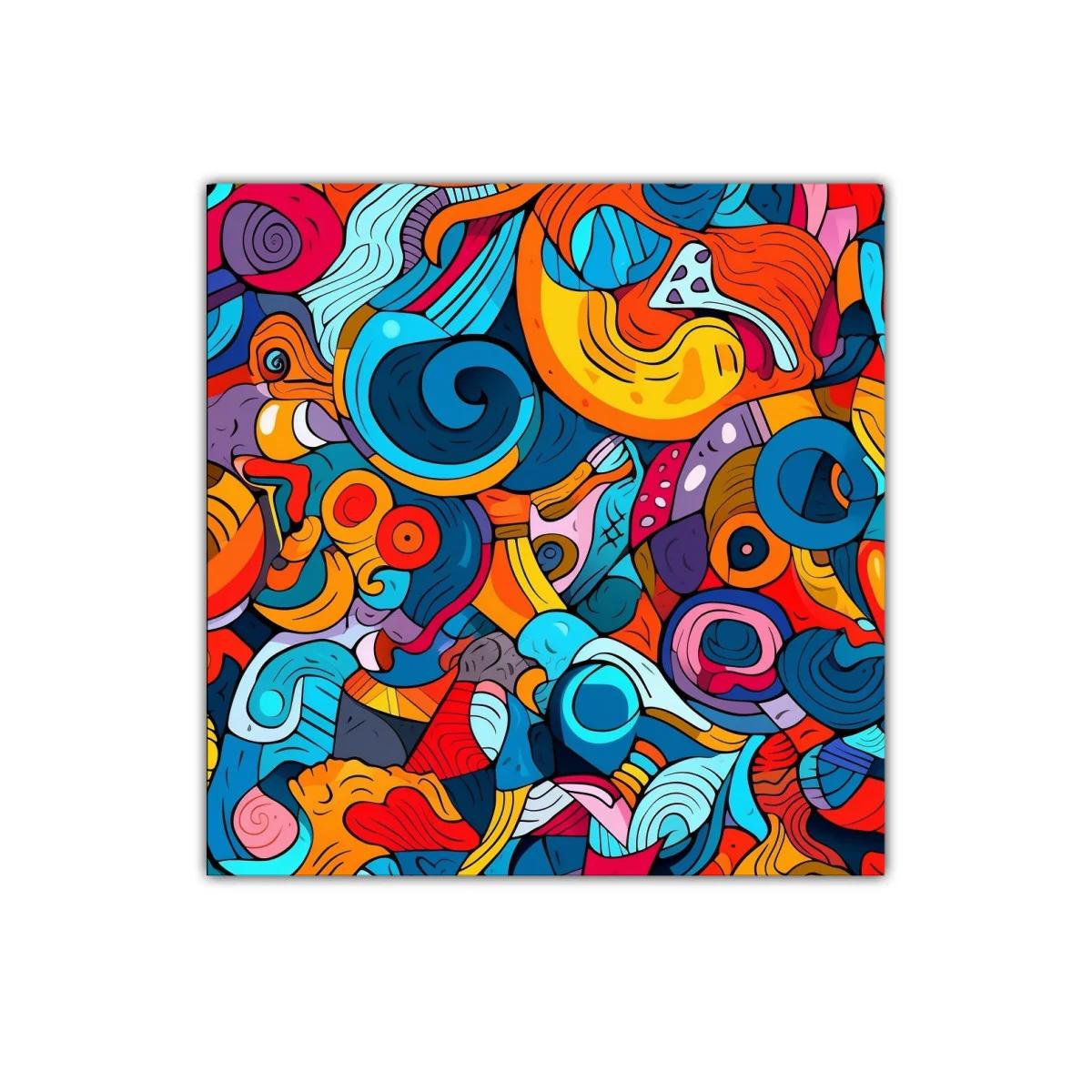 Cuadro abstracto con formas curvas y colores vibrantes — miniatura 1