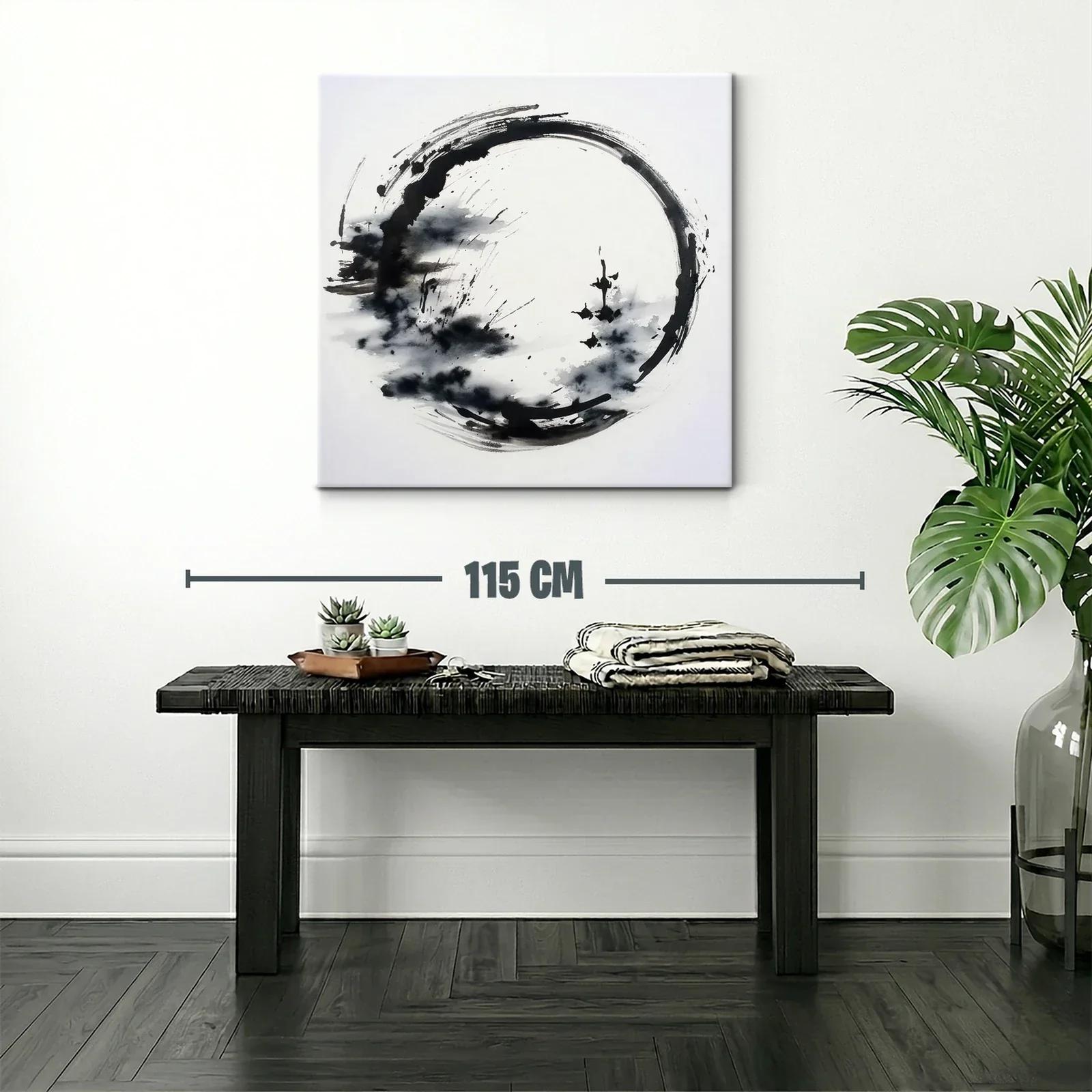 Cuadro círculo zen en blanco y negro para espacios modernos — miniatura 2