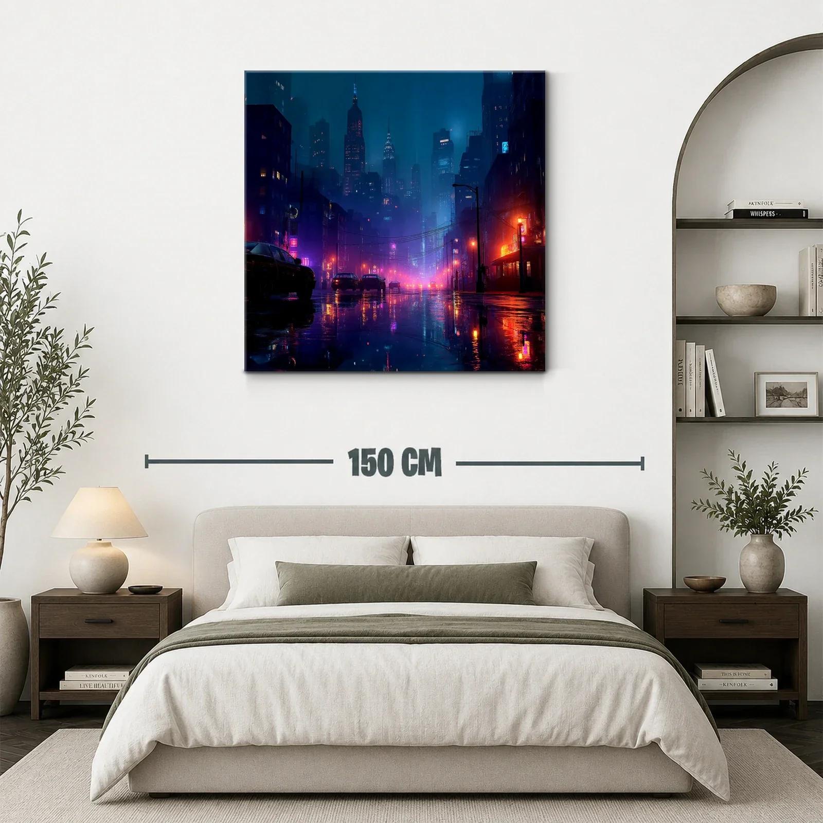 Paisaje urbano nocturno con luces de neón vibrantes — miniatura 3