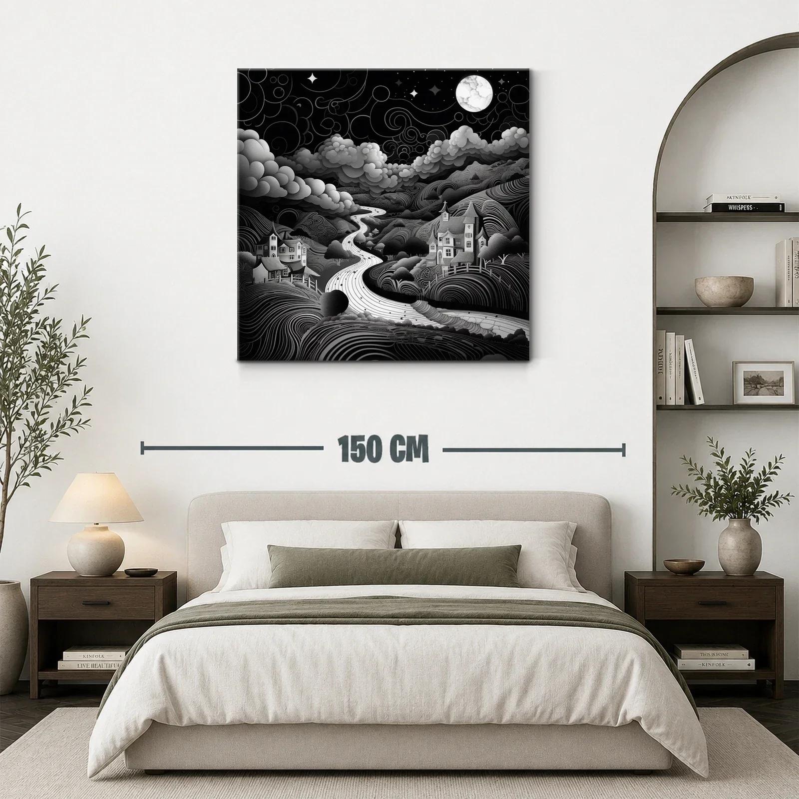 Paisaje nocturno onírico con río bajo la luna llena — miniatura 3