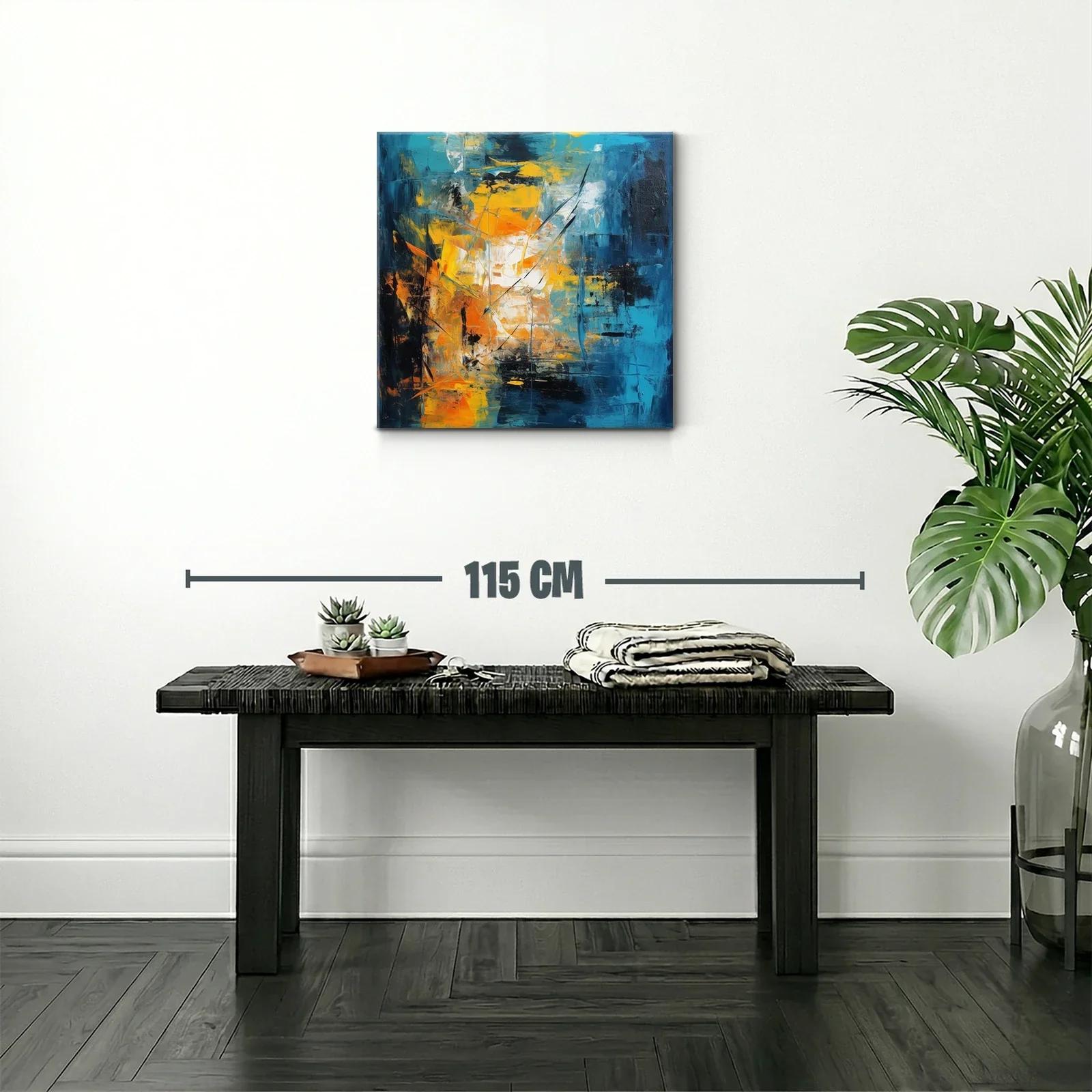 Cuadro abstracto con vibrantes tonos azul y amarillo — miniatura 2