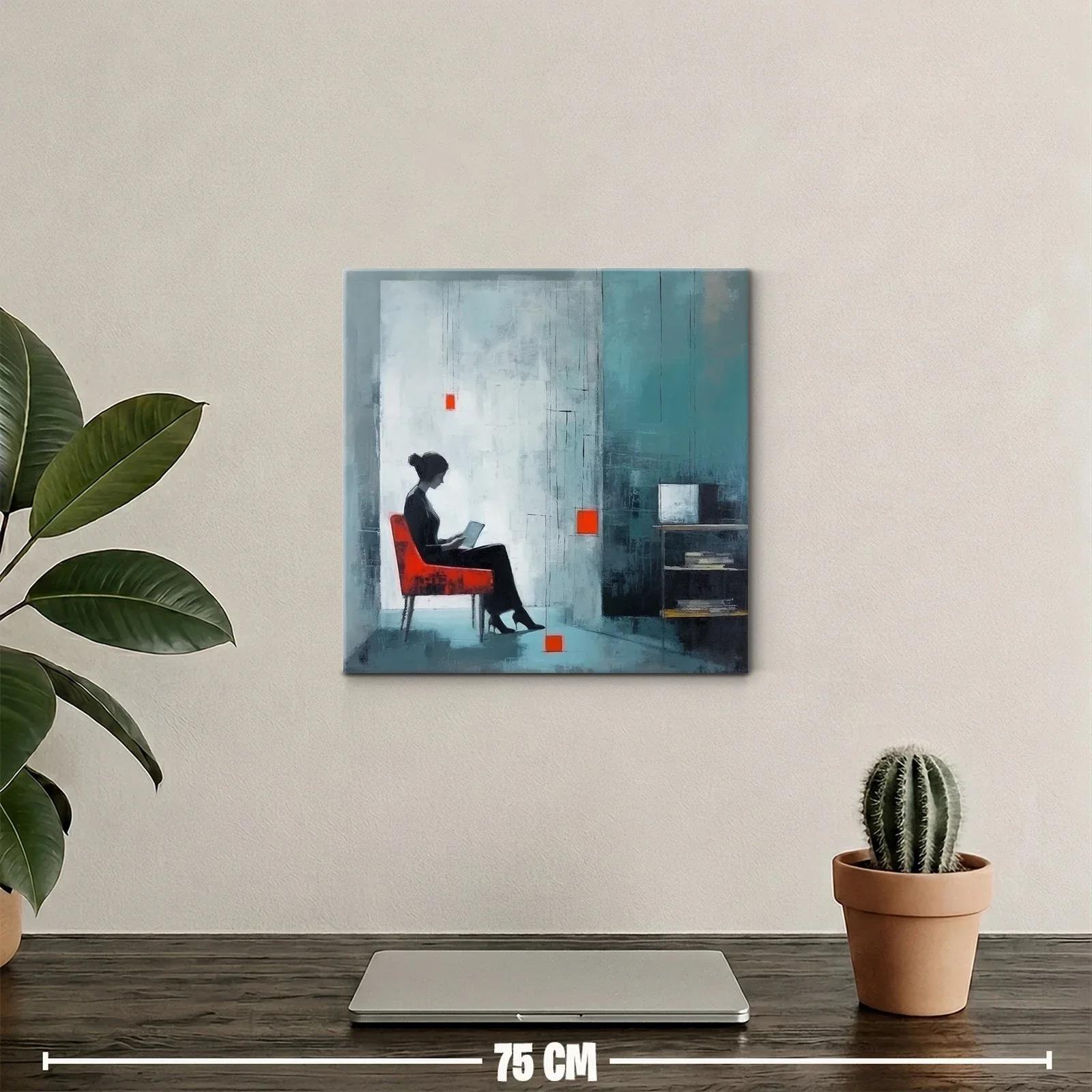 Silencio y reflexión en tonos fríos con toques rojos — miniatura 2
